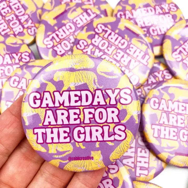 Purple Game Day Button for Girls - Cheer & Show Team Spirit at Sports Events, Parties & School Activities