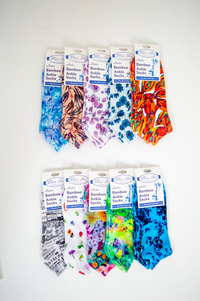 Women's Bamboo Ankle Socks - Soft Breathable Comfort Socks with Assorted Patterns - Perfect for Yoga, Running & Everyday Wear