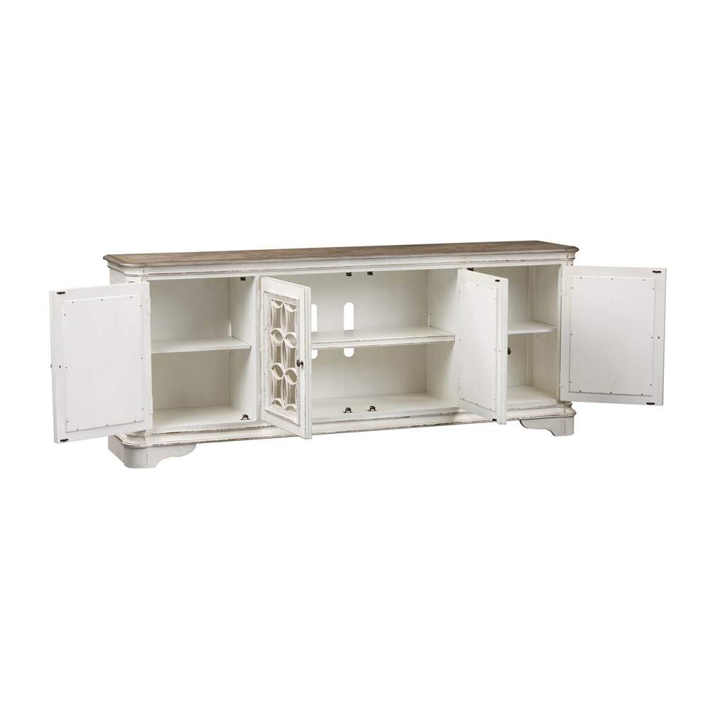 Liberty Furniture INDUSTRIES Magnolia Manor 84 Inch TV Stand Console - Antique White Finish for Living Room, Bedroom & Home Theater Entertainment Centers