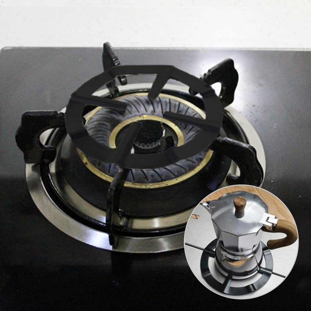 Amindz 2-Piece Moka Pot Stand, Cast Iron Wok Support, Gas Ring Reducer, Stove Top Coffee Maker Holder – Perfect for Espresso Brewing & Kitchen Cooking