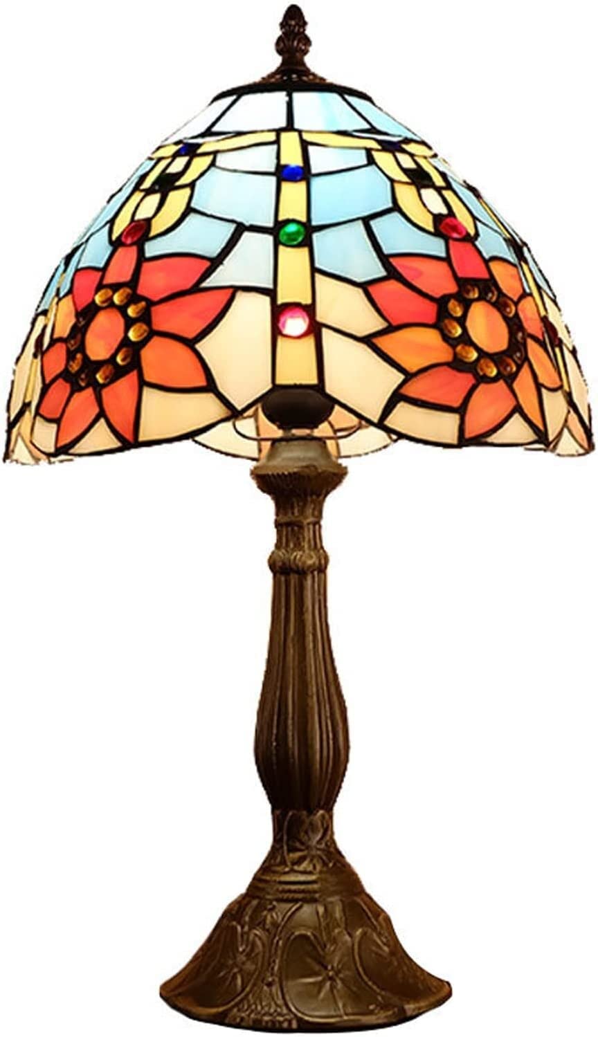 Tiffany Style Stained Glass Table Lamp - 12 Inch Sunflower Design, Pastoral Desk Lamp for Living Room, Bedroom & Office Decor - Perfect for Indoor Lighting, Night Light & Home Decoration