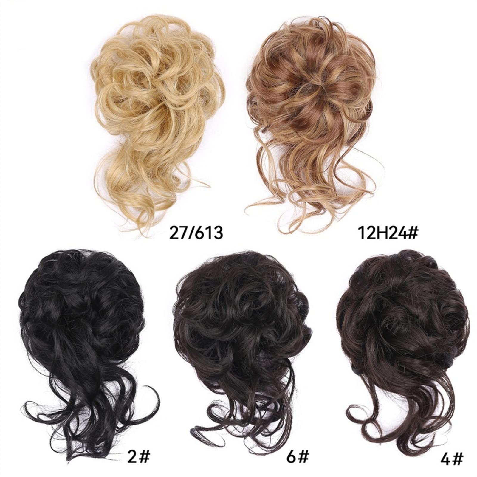 SUNESA Messy Bun Hair Piece - Long Wavy Tousled Updo Scrunchies Ponytail Extension with Elastic Hair Bands | Chignon Curly Hair Bun for Women | Perfect for Parties, Weddings & Everyday Styling (Color: 12H24#)