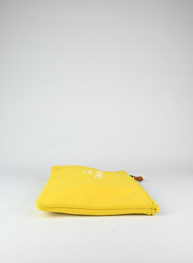 Luxury Hermès Yellow Pochette Clutch Bag - Elegant Fabric Handbag for Women | Perfect for Evening Parties, Weddings & Special Occasions