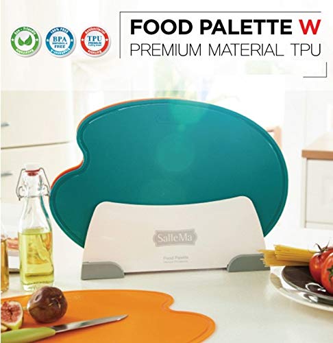 Premium TPU Food Palette W - 4-Piece Non-Slip Kitchen Cutting Board Set (3 Boards + 1 Cradle) - Durable, Hygienic for Meat, Vegetables & Meal Prep