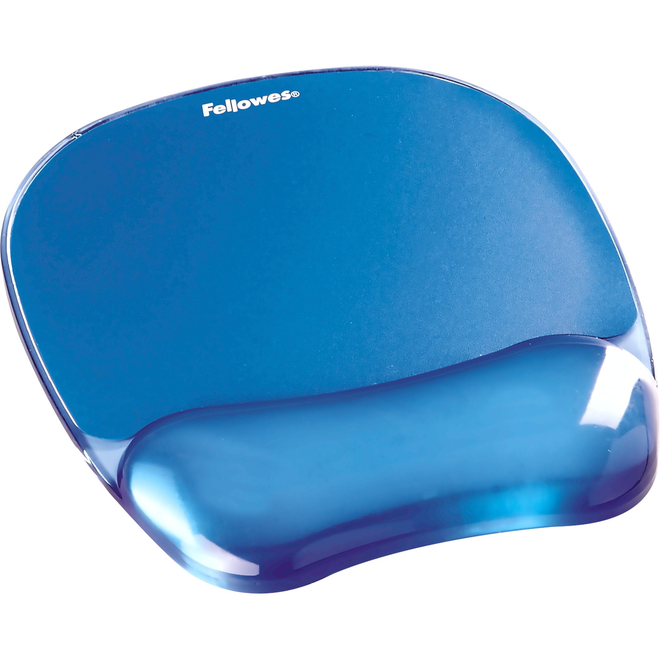 Fellowes Crystals Gel Mouse Pad with Wrist Rest - Blue (91141) | Ergonomic Comfort for Office & Gaming | Reduce Wrist Strain for Long Computer Work Sessions