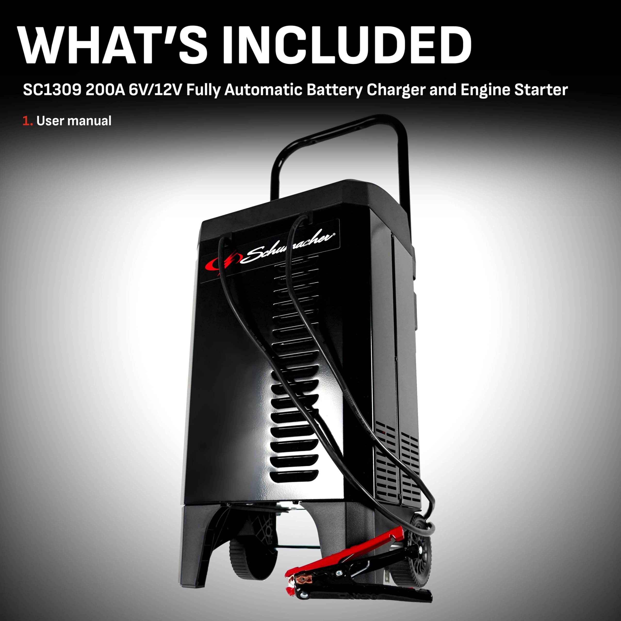 Schumacher SC1309 6/12V 200A Fully Automatic Battery Charger & Engine Starter - 40A Boost, Multi-Stage Charging & Alternator Tester - Perfect for Cars, Trucks, SUVs & Marine Batteries - Emergency Jump Start & Winter Maintenance