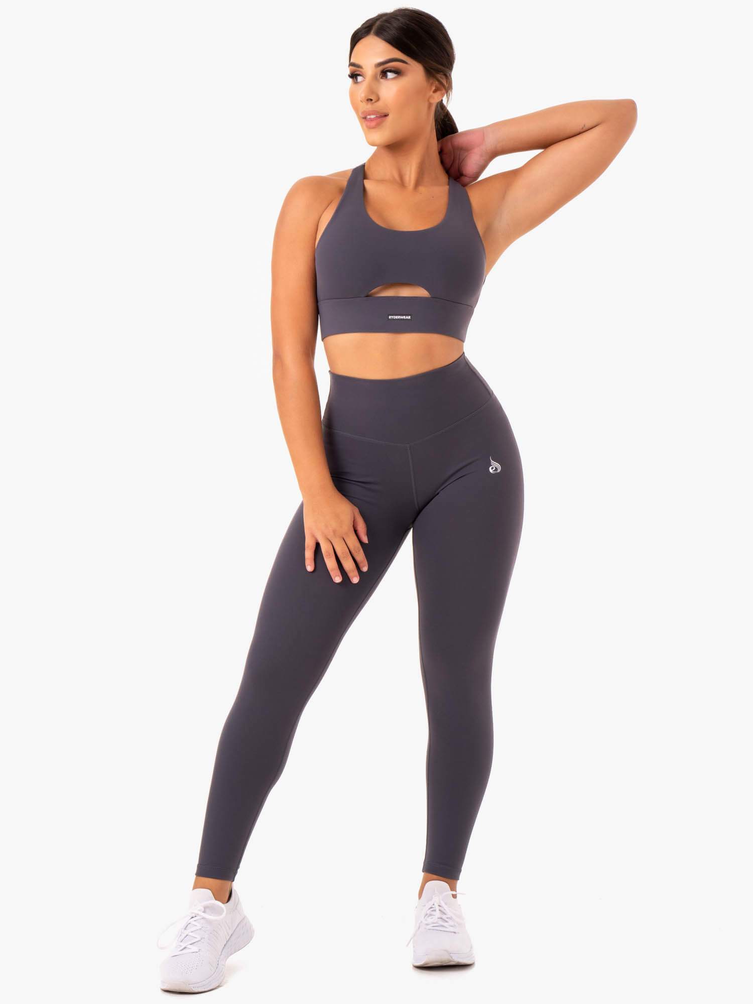High-Performance Racerback Sports Bra for Women - Breathable Workout Top in Charcoal Grey | Ideal for Running, Yoga & Gym Training