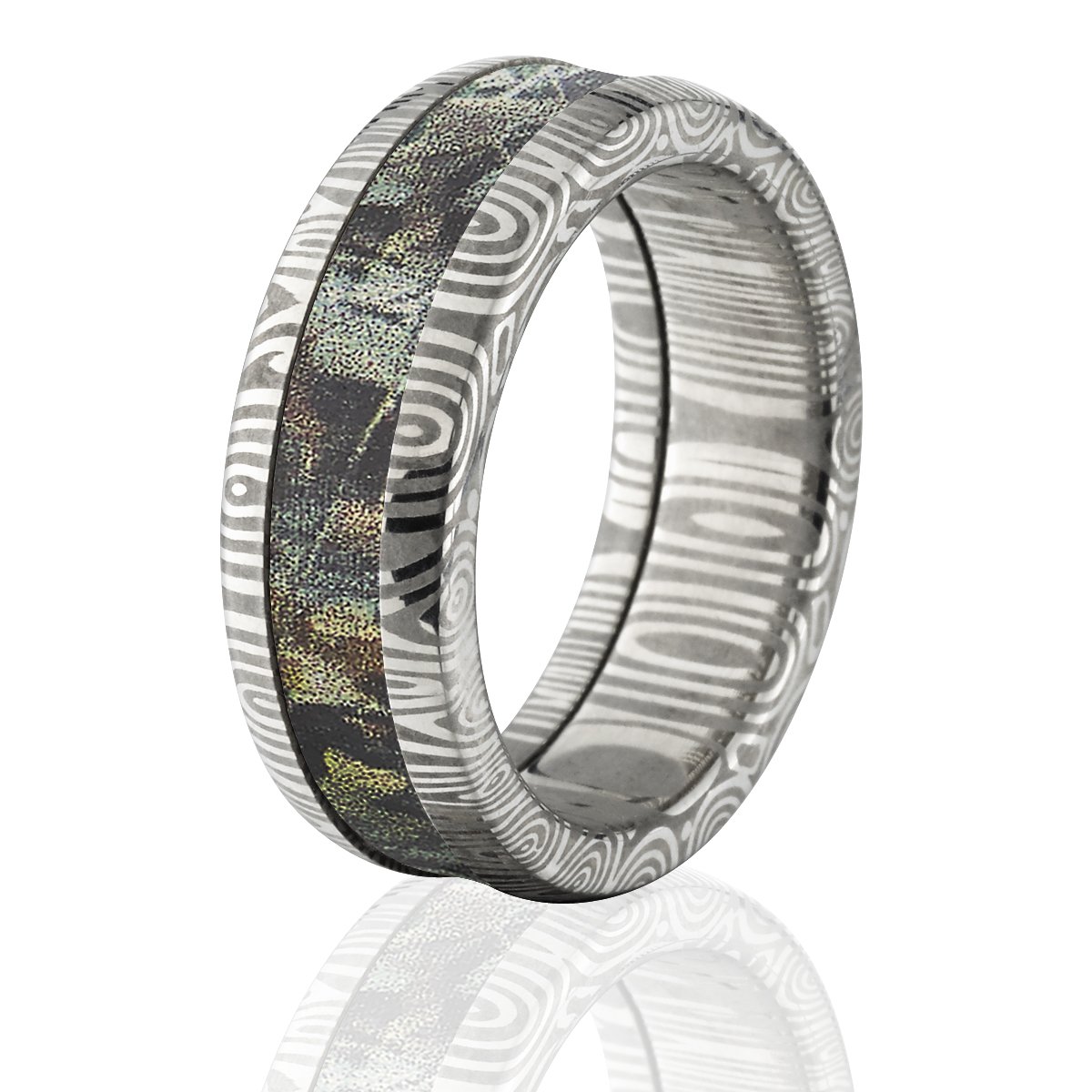 Realtree Camo Wedding Rings for Men - Official Damascus Steel Hunting Rings - Durable & Stylish for Outdoor Adventures, Hunting & Everyday Wear