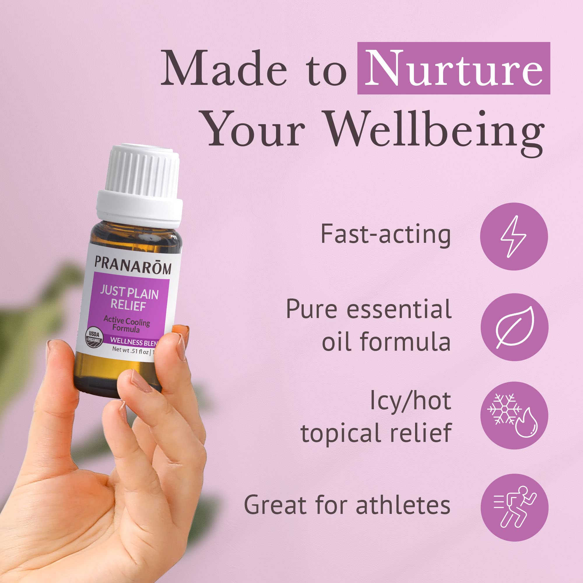 Pranarom Organic Just Plain Relief Essential Oil for Aromatherapy - 15ml Pure Therapeutic Grade for Stress Relief, Relaxation & Massage - Perfect for Diffusers, Bath & Home Spa