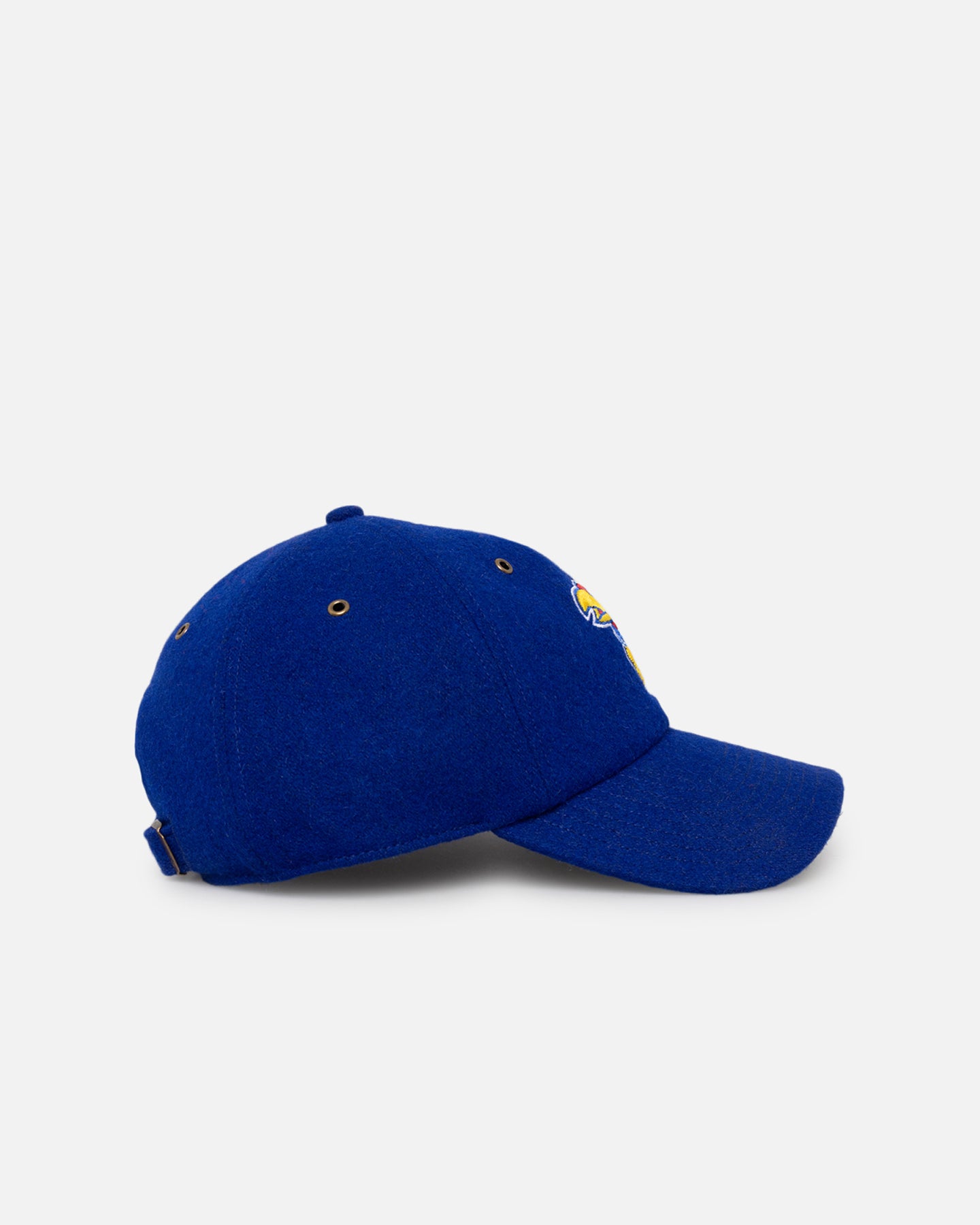 47 Brand Kansas Jayhawks Wooly Clean Up Strapback Hat - Royal Blue NCAA College Team Snapback Cap for Men & Women - Perfect for Game Day, Tailgating and Fan Apparel