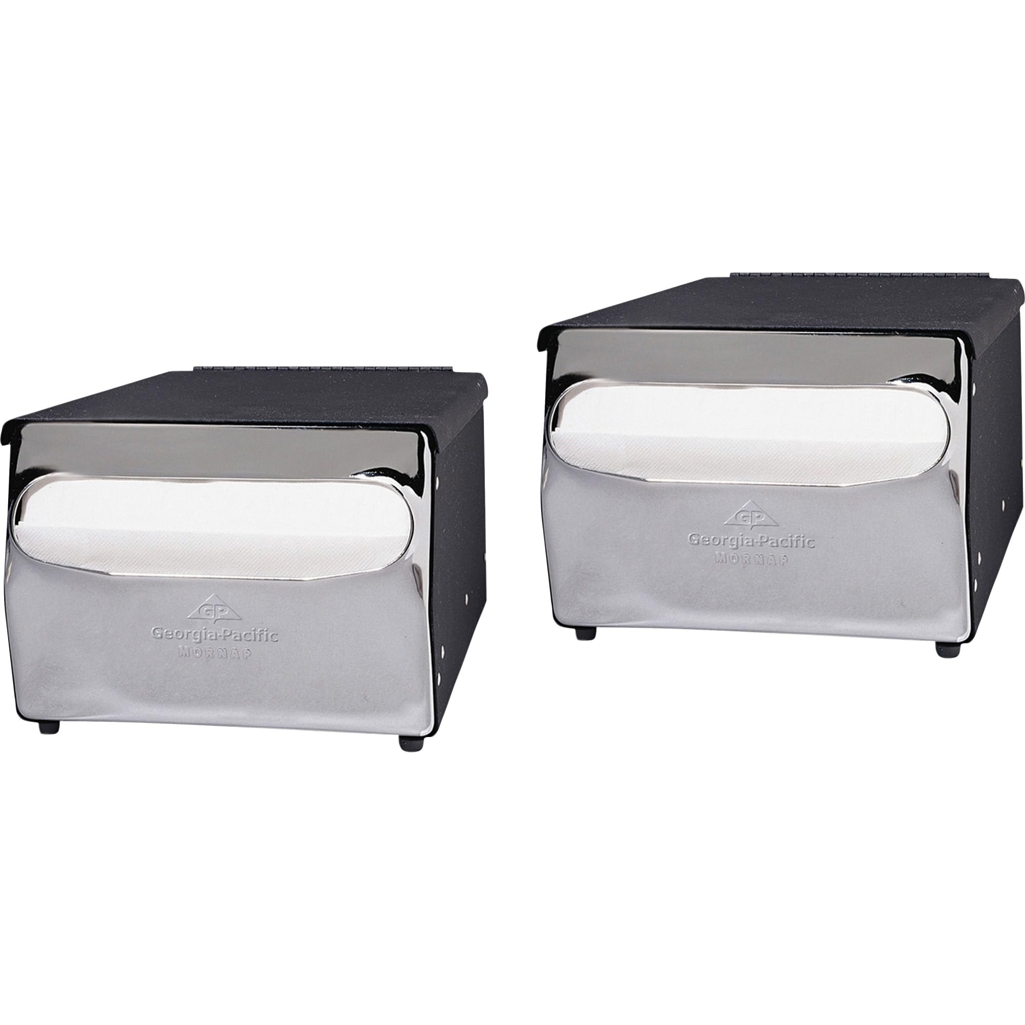 MorNap Black & Chrome Full Fold Cafeteria Napkin Dispenser - 6 Pack for Restaurants, Offices & Commercial Kitchens