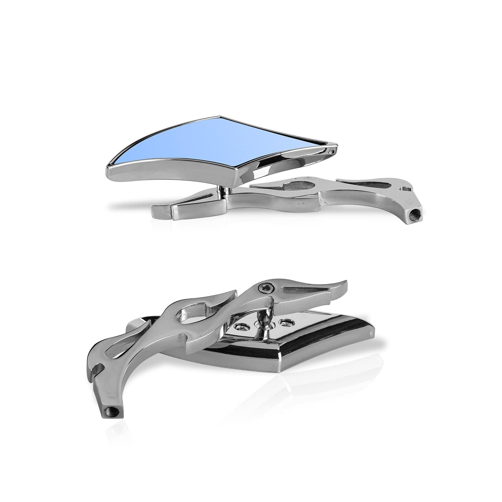 Universal 8MM & 10MM Screw Motorcycle Mirrors - 360° Adjustable Chrome Rear View Side Mirrors for Scooters, Honda, Suzuki, Kawasaki, Victory | Enhanced Visibility & Safety for City Commuting & Highway Riding