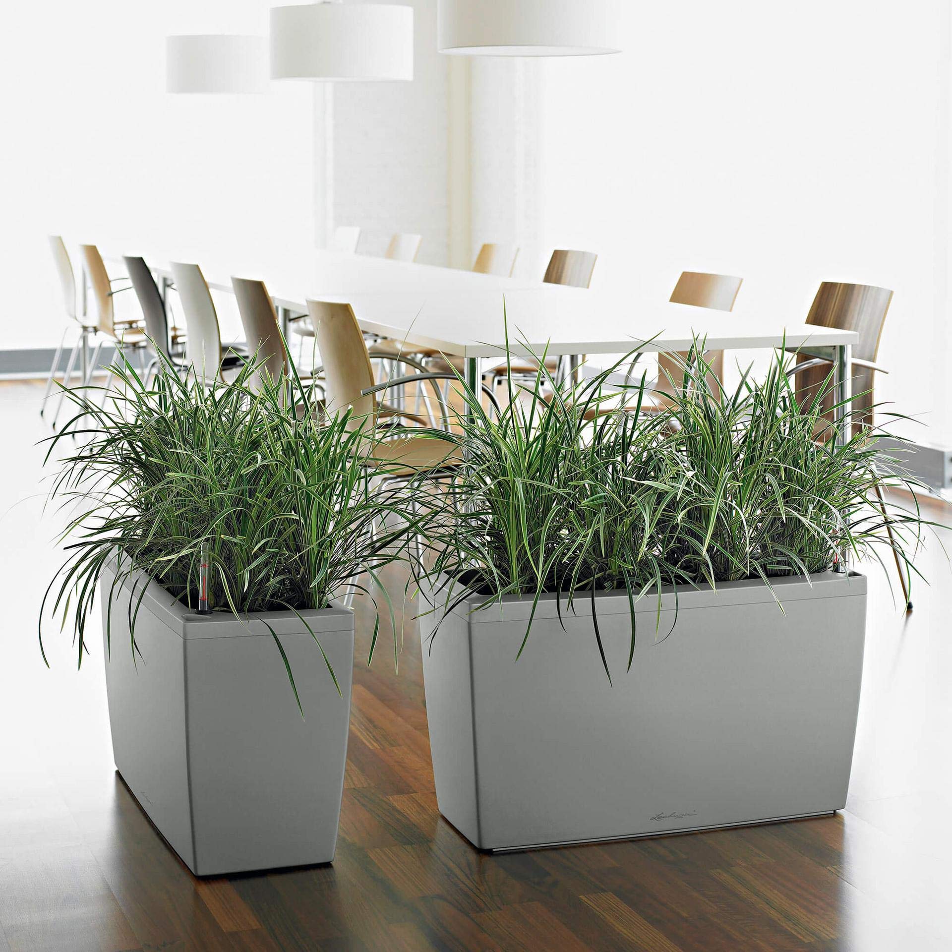 Lechuza CARARO 75 Self-Watering Planter - Large White High-Gloss Plastic Flower Pot with Wheels & Drainage (H43 x L75 x W30 cm) for Indoor/Outdoor Plants, Gardens & Home Decor