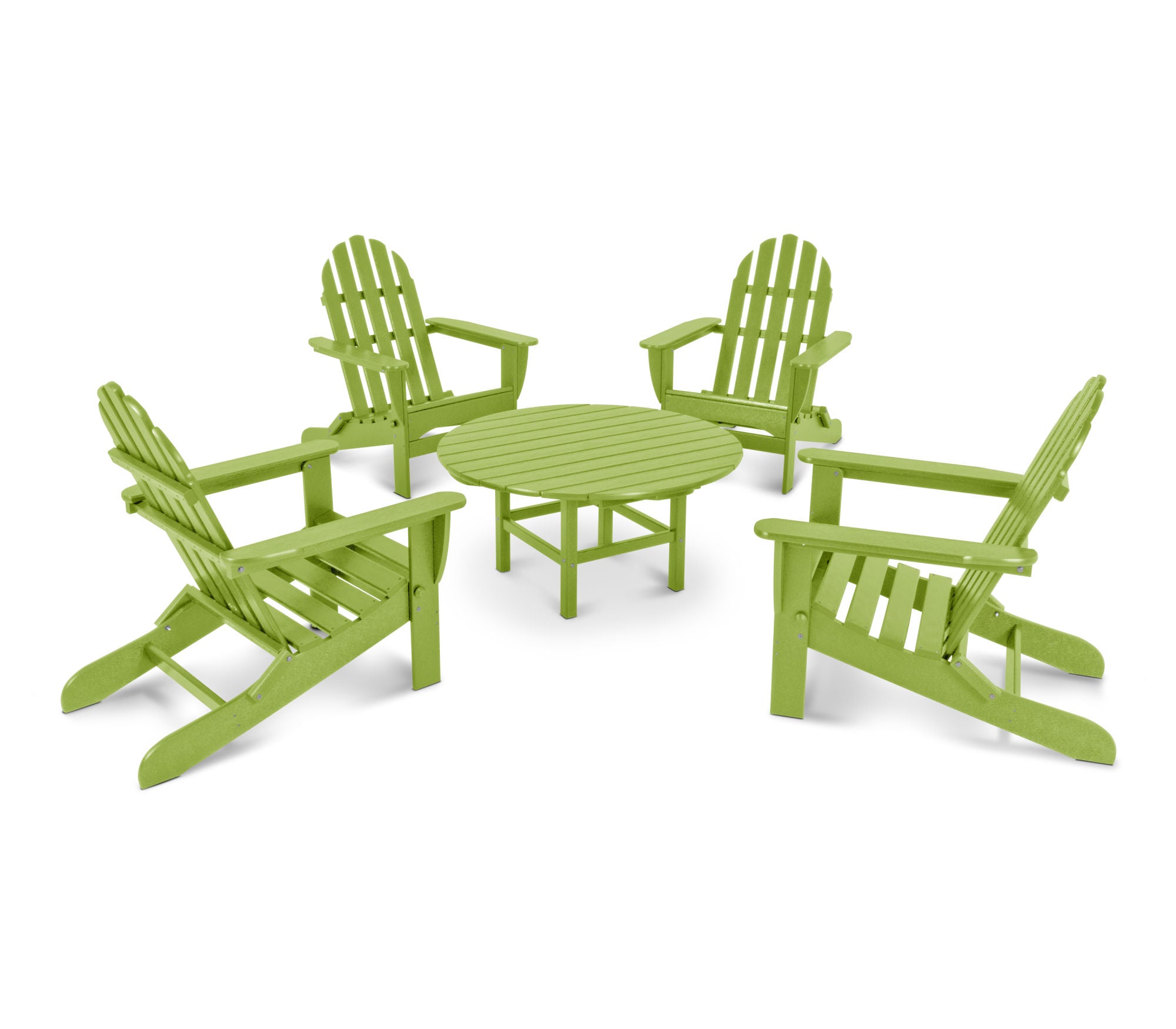 POLYWOOD Classic Folding Adirondack 5-Piece Outdoor Patio Conversation Set - Perfect for Backyard, Poolside, and Garden Relaxation