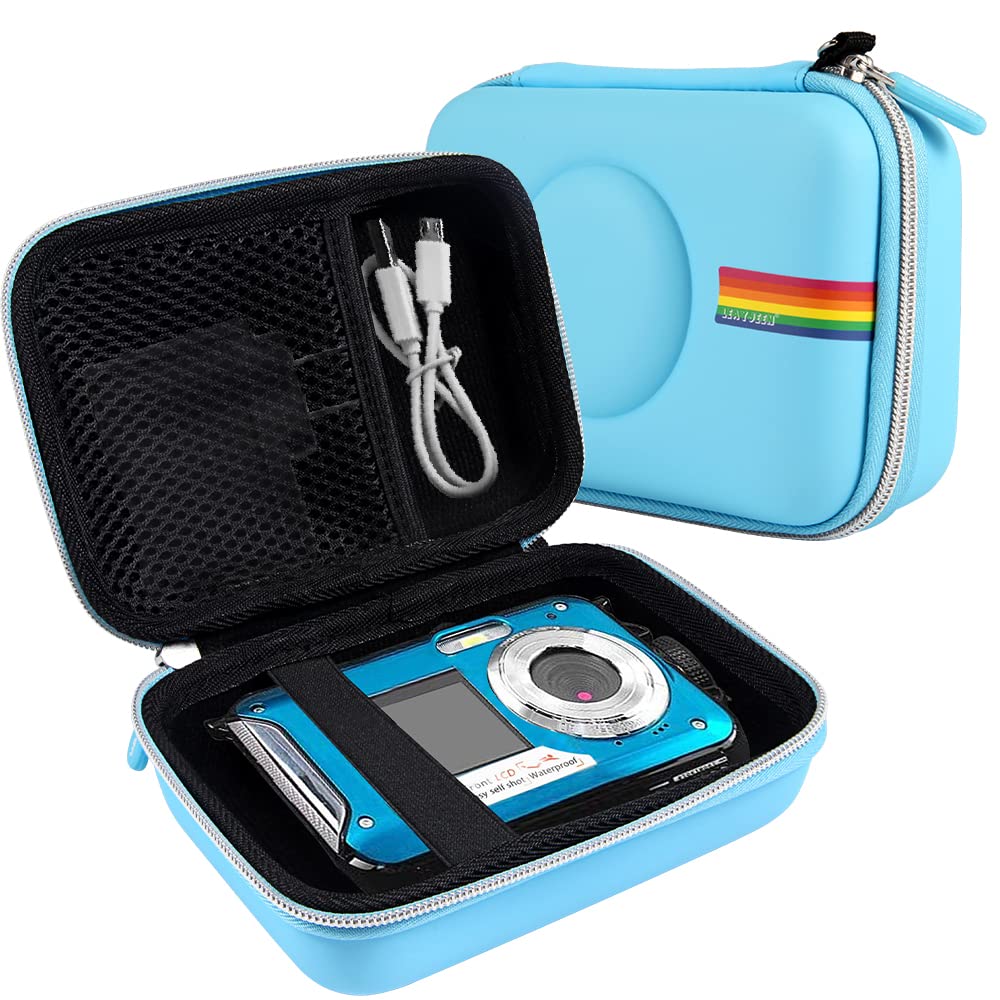 **Leayjeen Waterproof Camera Case - Compatible with YISENCE & Underwater Cameras, FHD 2.7K 48MP Digital Video Camera (Blue) - Perfect for Snorkeling, Diving & Outdoor Adventures**