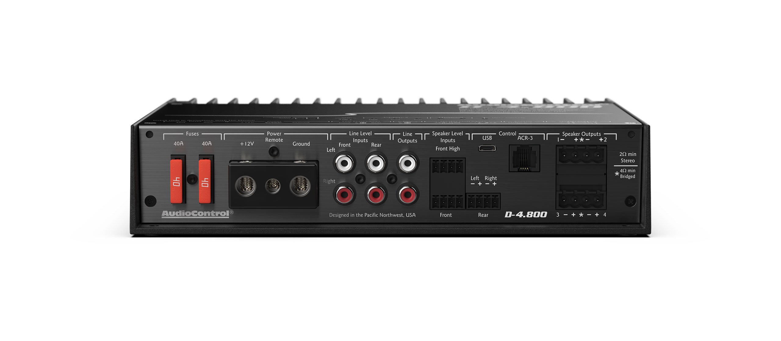 Audiocontrol D 4.800 High Power 4 Channel DSP Matrix Amplifier with Accubass® - Premium Car Audio System for Enhanced Sound Quality in Vehicles