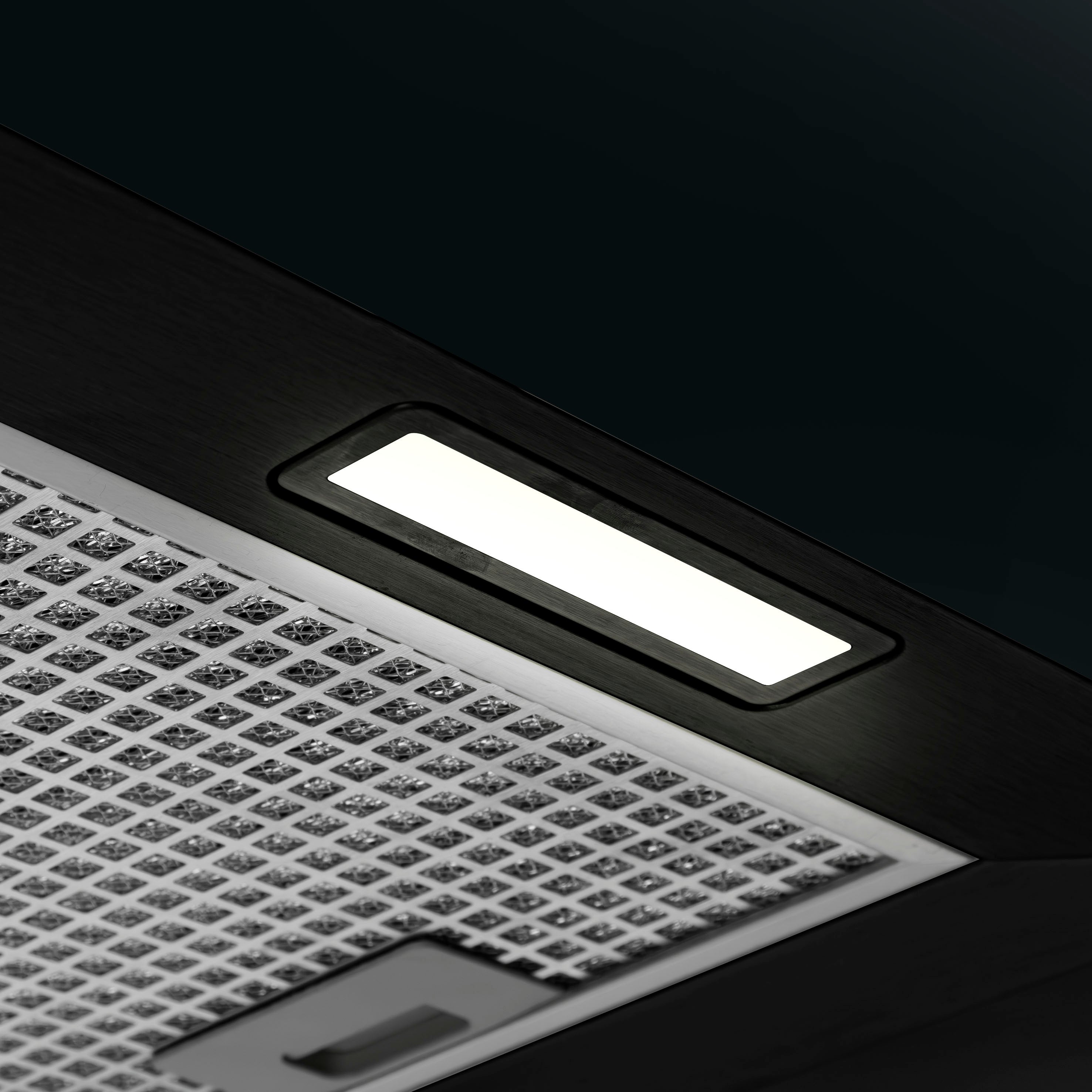 Baridi Island Range Hood 40cm Square Kitchen Vent - 3 Speed Adjustable Black Stainless Steel for Modern Home Cooking & Smoke Removal