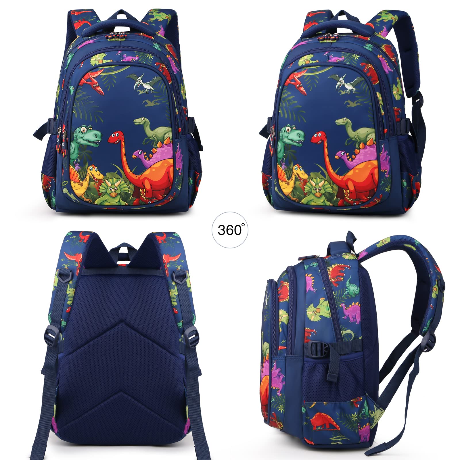 Dinosaur Backpack for Boys Age 5-12 | Lightweight Waterproof School Backpack with Adjustable Padded Straps | Perfect for Elementary Students, Daycare, Travel & Outdoor Adventures