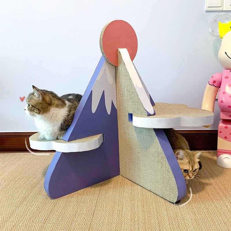 Premium Cat Scratcher Post Board - Fuji Mountain Shaped Scratching Lounge & Bed for Cats - Durable Sisal Pad Protects Furniture - Perfect for Indoor Play & Relaxation