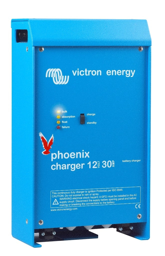 Victron Energy Phoenix 12V/30A Battery Charger (2+1 Output) - 120V/240V Input for RVs, Boats, and Off-Grid Power Systems