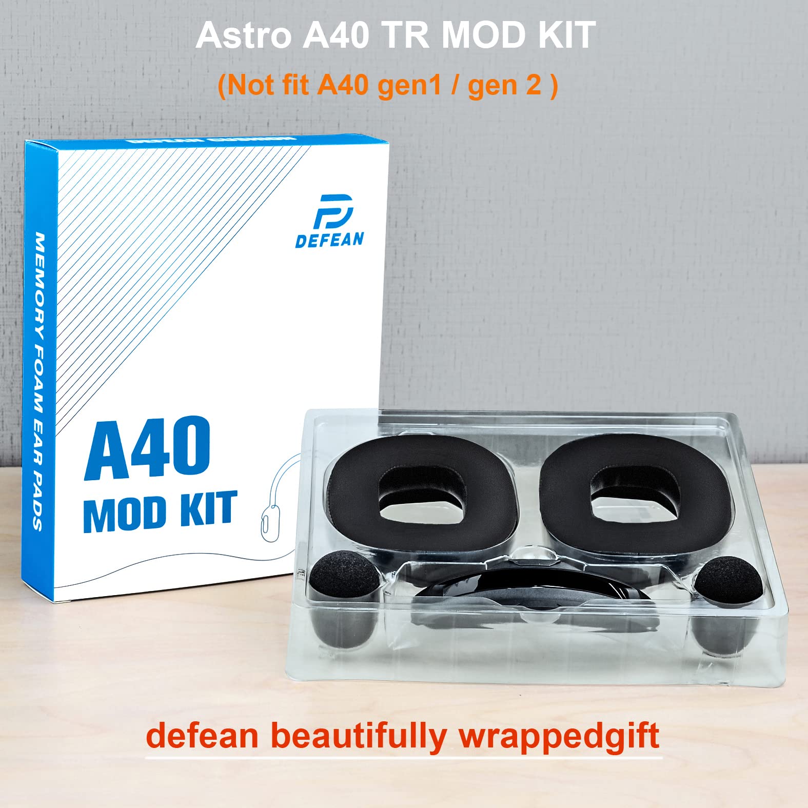 Defean A40 TR Mod Kit - Replacement Earpads & Headband for Astro Gaming A40 TR Headset | High-Density Noise Cancelling Foam Ear Cushions | Premium Black Silky Cool Fabric | Perfect for Gaming, Streaming & Long Wear Comfort