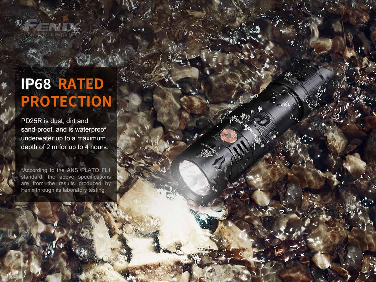 Fenix PD25R Rechargeable EDC Flashlight - 1200 Lumens, USB-C Charging, Compact Tactical Light for Camping, Hiking & Emergency Use