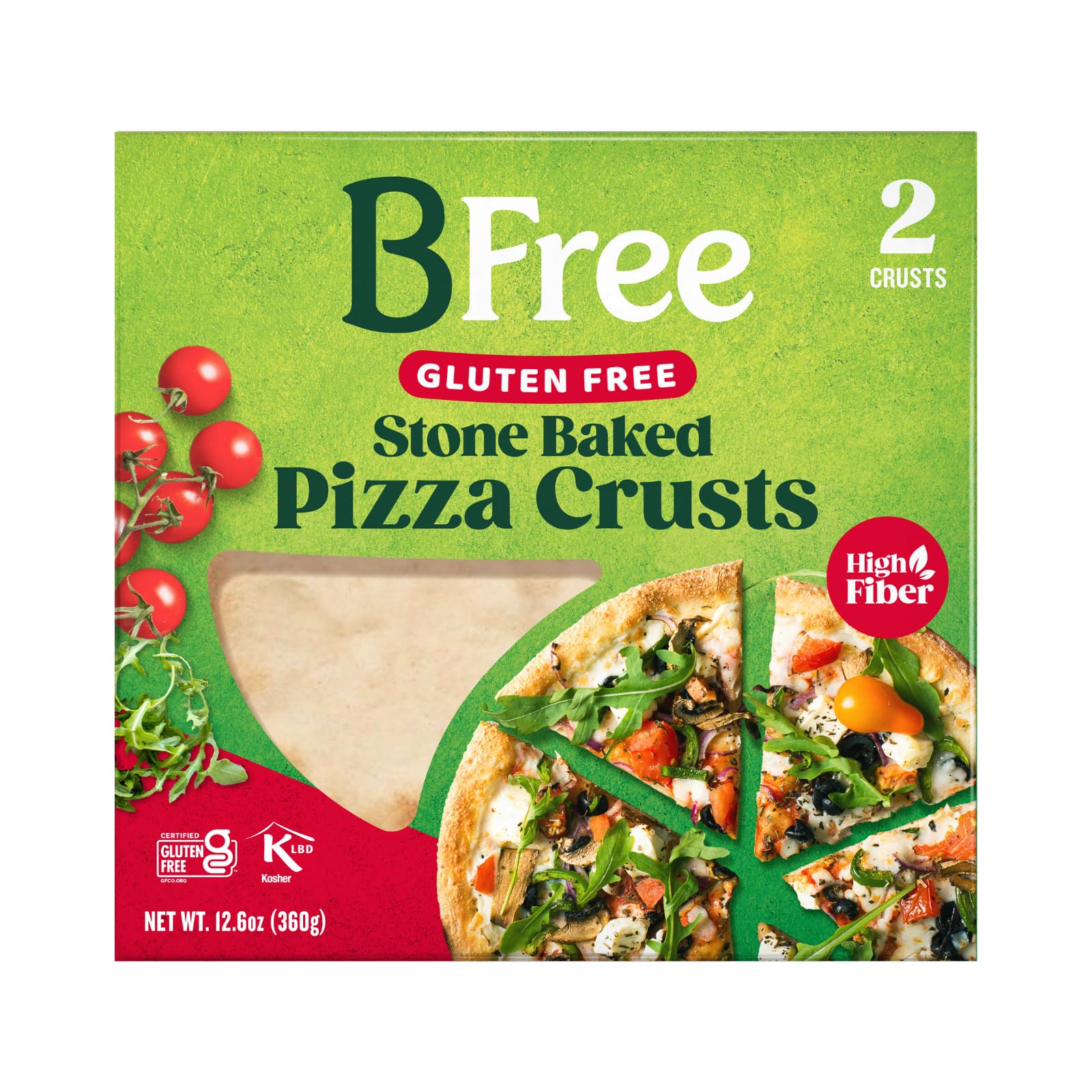 BFree Foods Stone Baked Gluten Free Pizza Crust - Keto Friendly, Low Carb Pizza Dough - 2 Pre-Made Bases (12.6oz Pack) - Perfect for Family Dinners, Keto Diet & Celiac-Friendly Meals