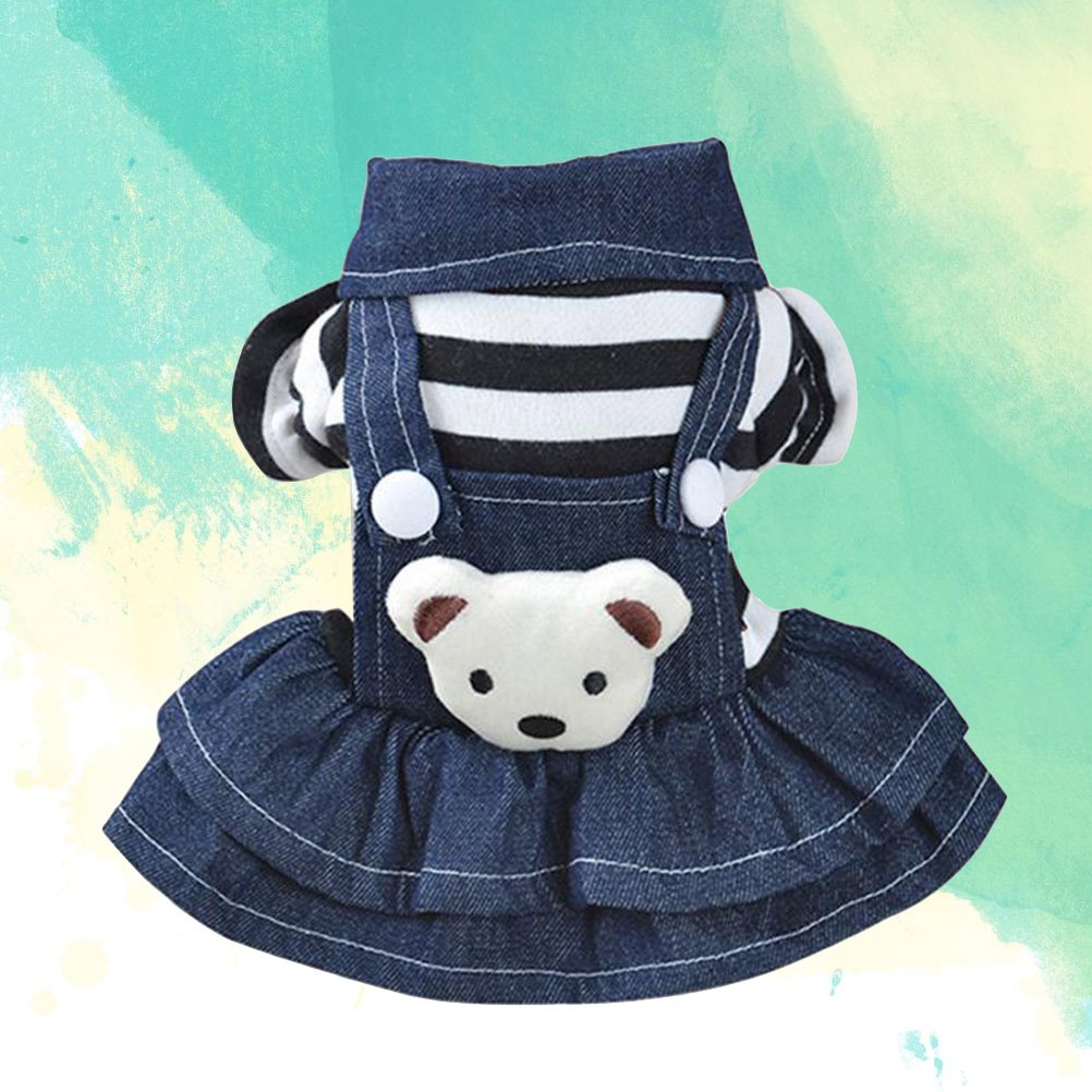 ULTECHNOVO Denim Dog Dress with Lace - Spring Summer Puppy Clothes, Harness & Overalls for Small Dogs | Cute Pet Apparel for Outdoors, Parties & Photo Shoots