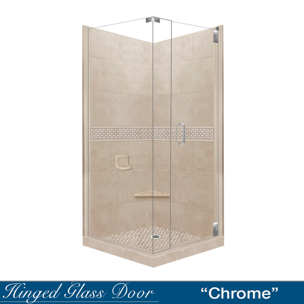 Corner Brown Sugar Sistine Stone & Jewel Stone Accent - DIY Shower Remodel Kit for Bathroom Renovation | Waterproof Decorative Tile for Shower Walls, Floors, and Backsplashes