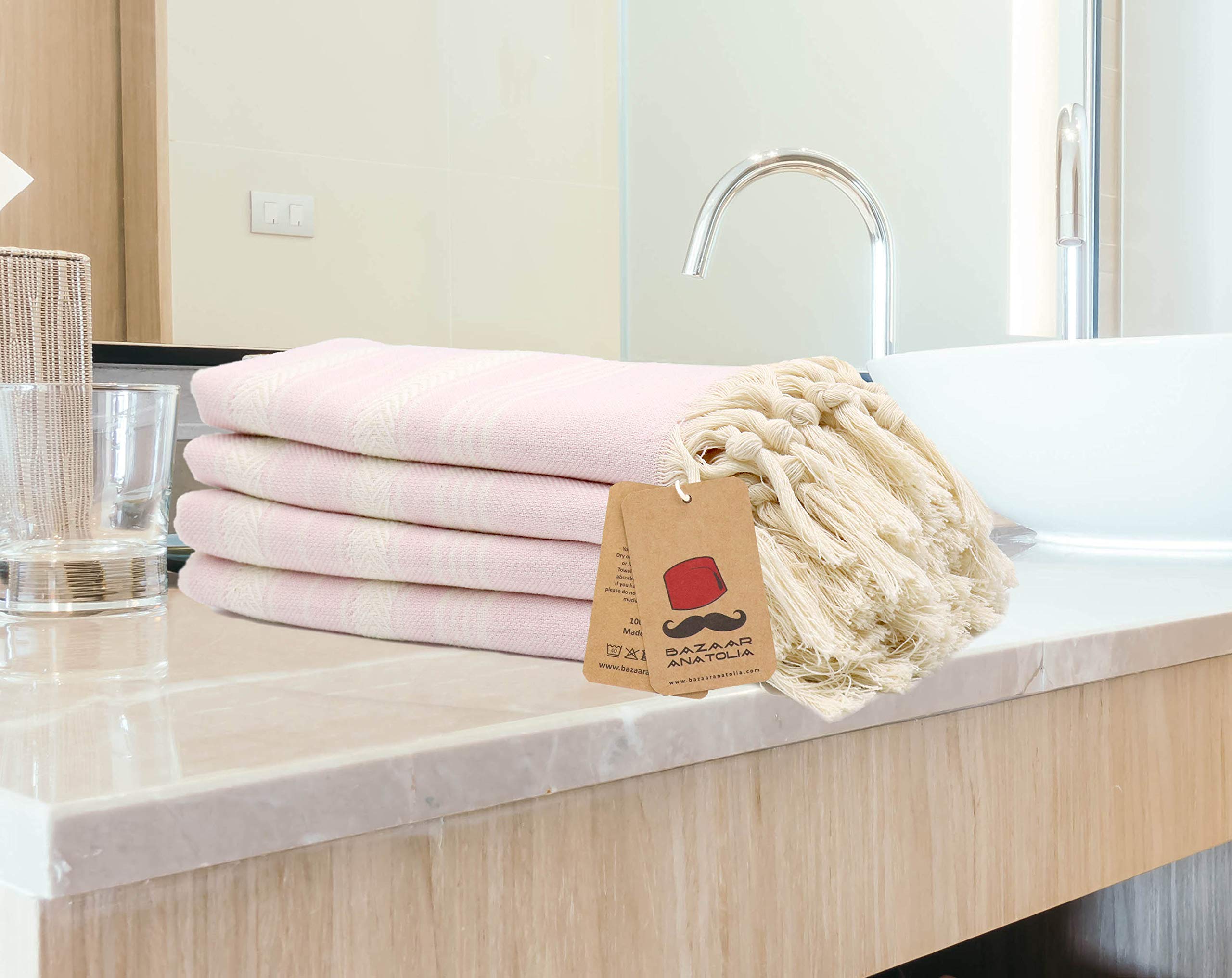 Bazaar Anatolia 100% Cotton Turkish Hand Towels Set of 4 - 39