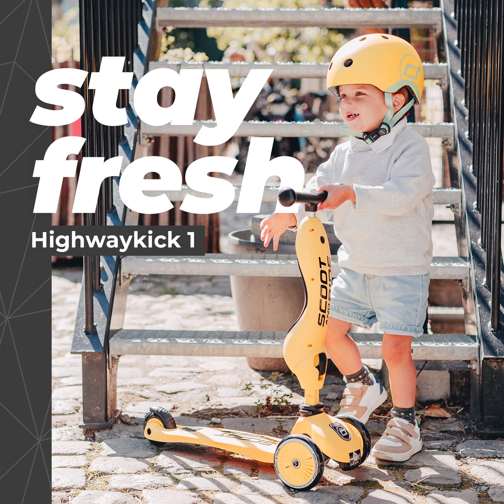 Scoot & Ride 2-in-1 Ride-On & Stand Kids Scooter for Toddlers Ages 1-5 | Highwaykick 1 Lemon | Outdoor Play, Park Adventures & Learning Balance for Preschoolers