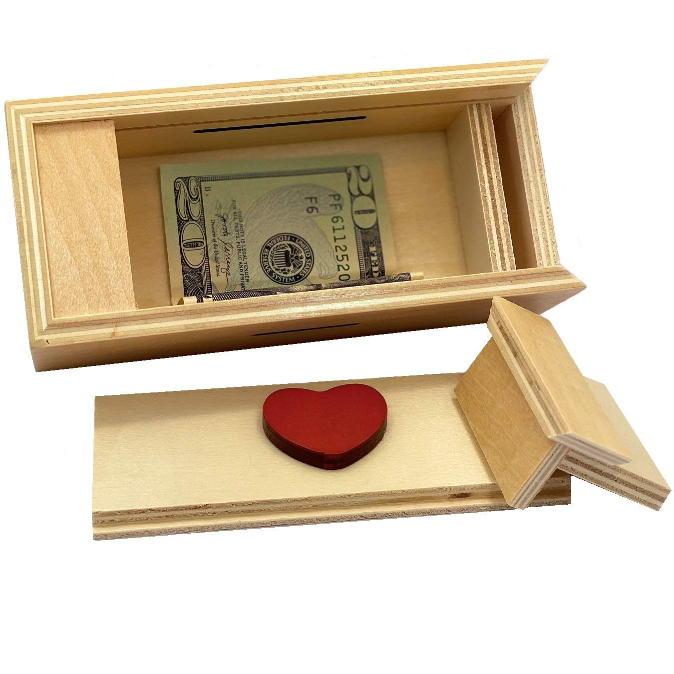 Enigma Secret Puzzle Box Heart - Wooden Brain Teaser Gift Box for Valentine's Day, Birthday & Anniversary - Perfect for Romantic Surprises & Money Gifts