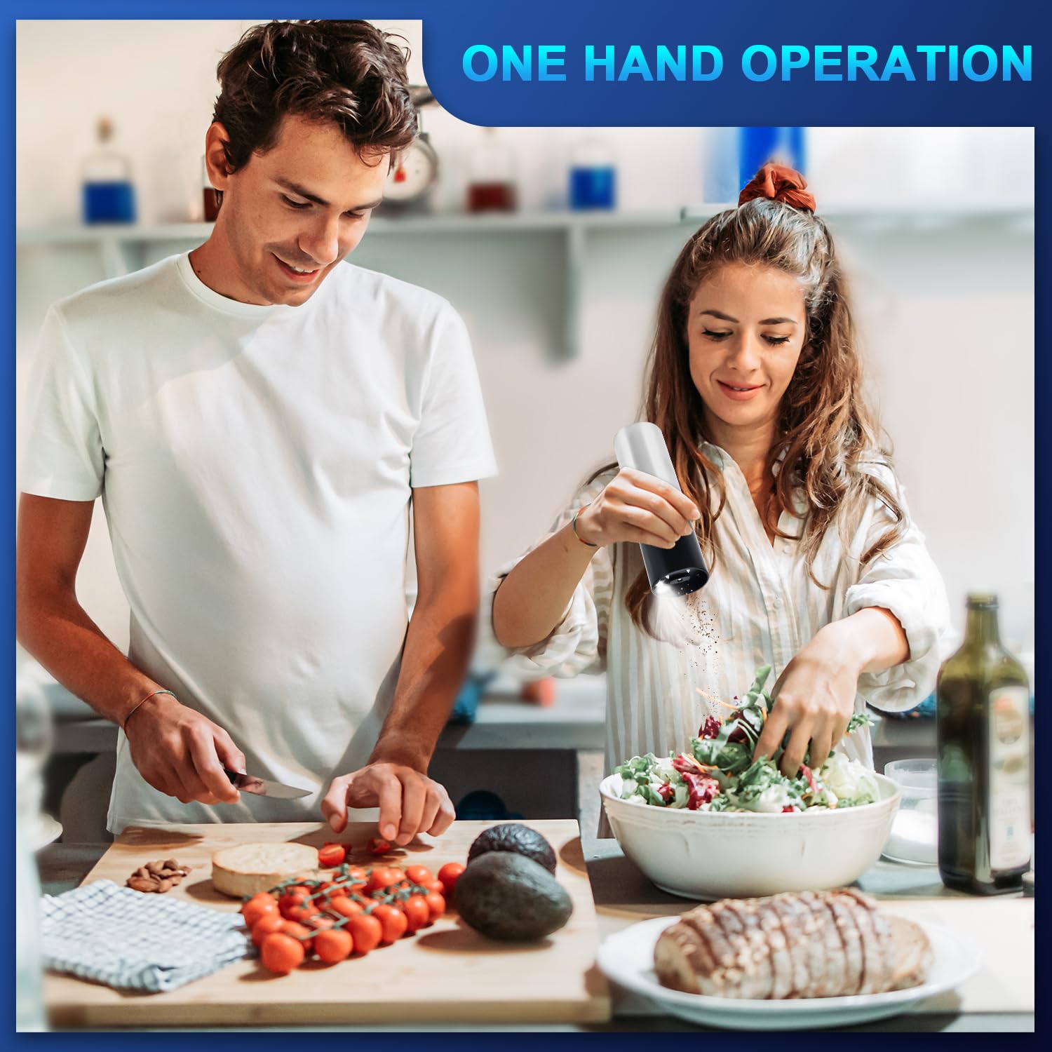 Rechargeable Electric Salt and Pepper Grinder Set - Adjustable Coarseness Automatic Mill with LED Light - Perfect for Kitchen, Dining Table & Outdoor BBQ