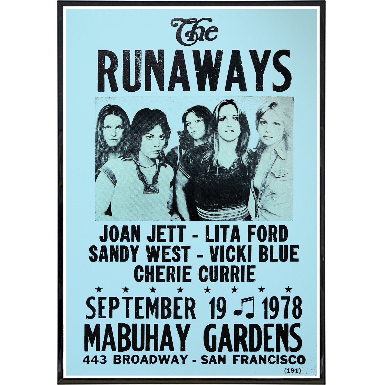 The Runaways 1978 Vintage Concert Poster Print - Rock Band Wall Art Decor for Music Lovers, Bedroom & Office