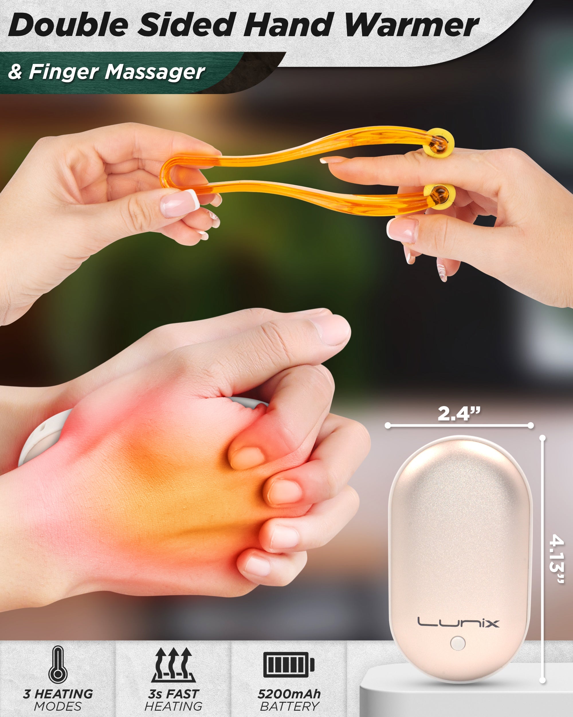 LX7 Electric Hand Massager with Touchscreen - Black - Relieve Hand Pain & Stress for Office Workers, Gamers & Arthritis Sufferers