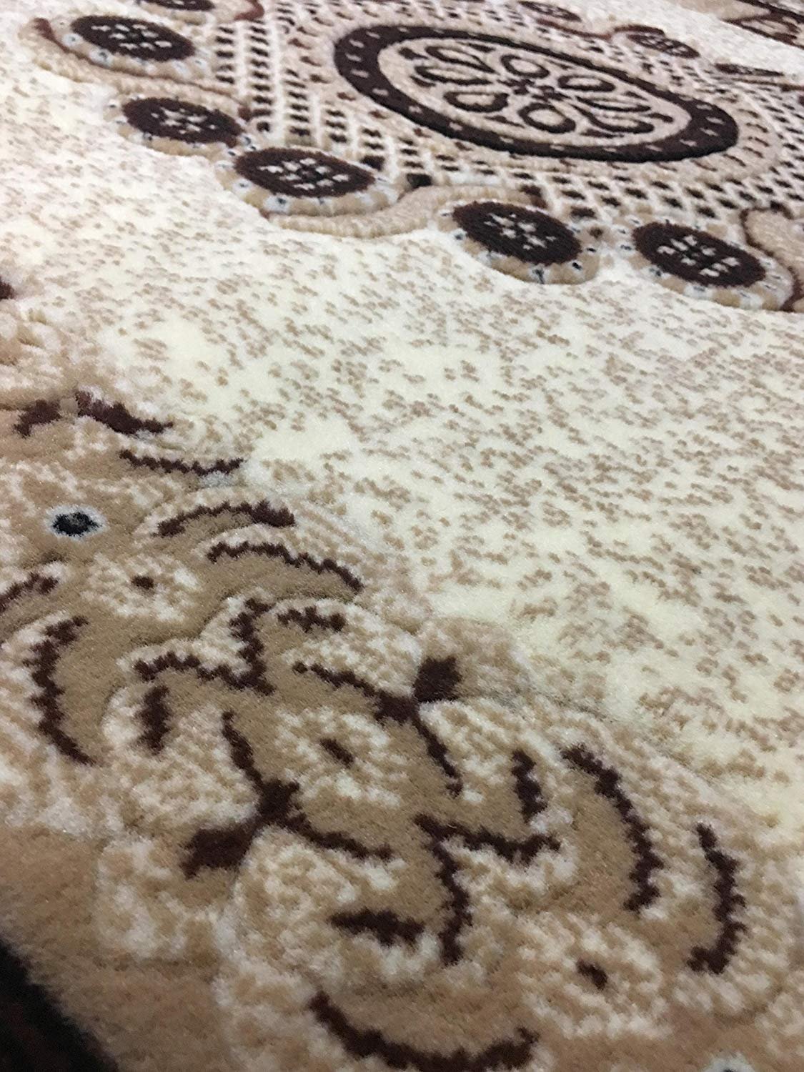 Handmade Traditional Persian Area Rug - Ivory, Brown & Beige Oriental Carpet with King Design (8'x10'6