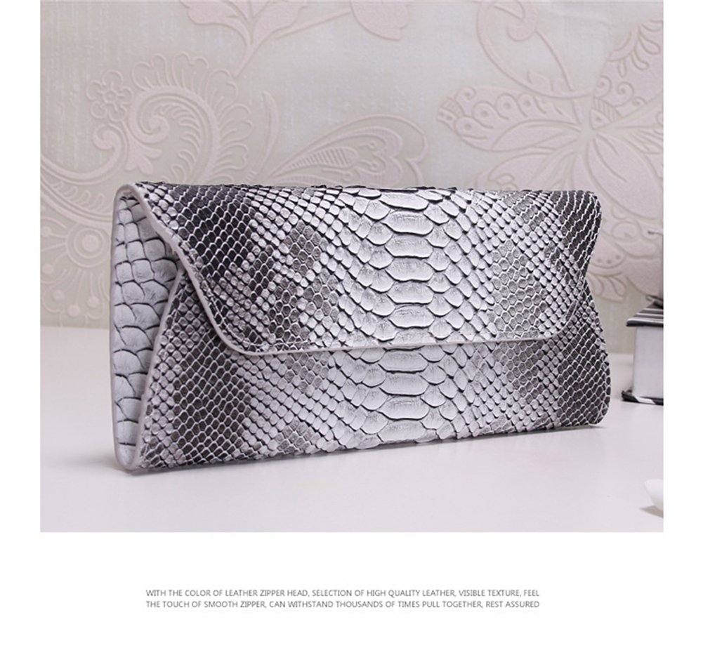 Genuine Leather Snakeskin Envelope Handbag Wallet Clutch for Women - Elegant Evening Bag for Parties, Weddings & Special Occasions