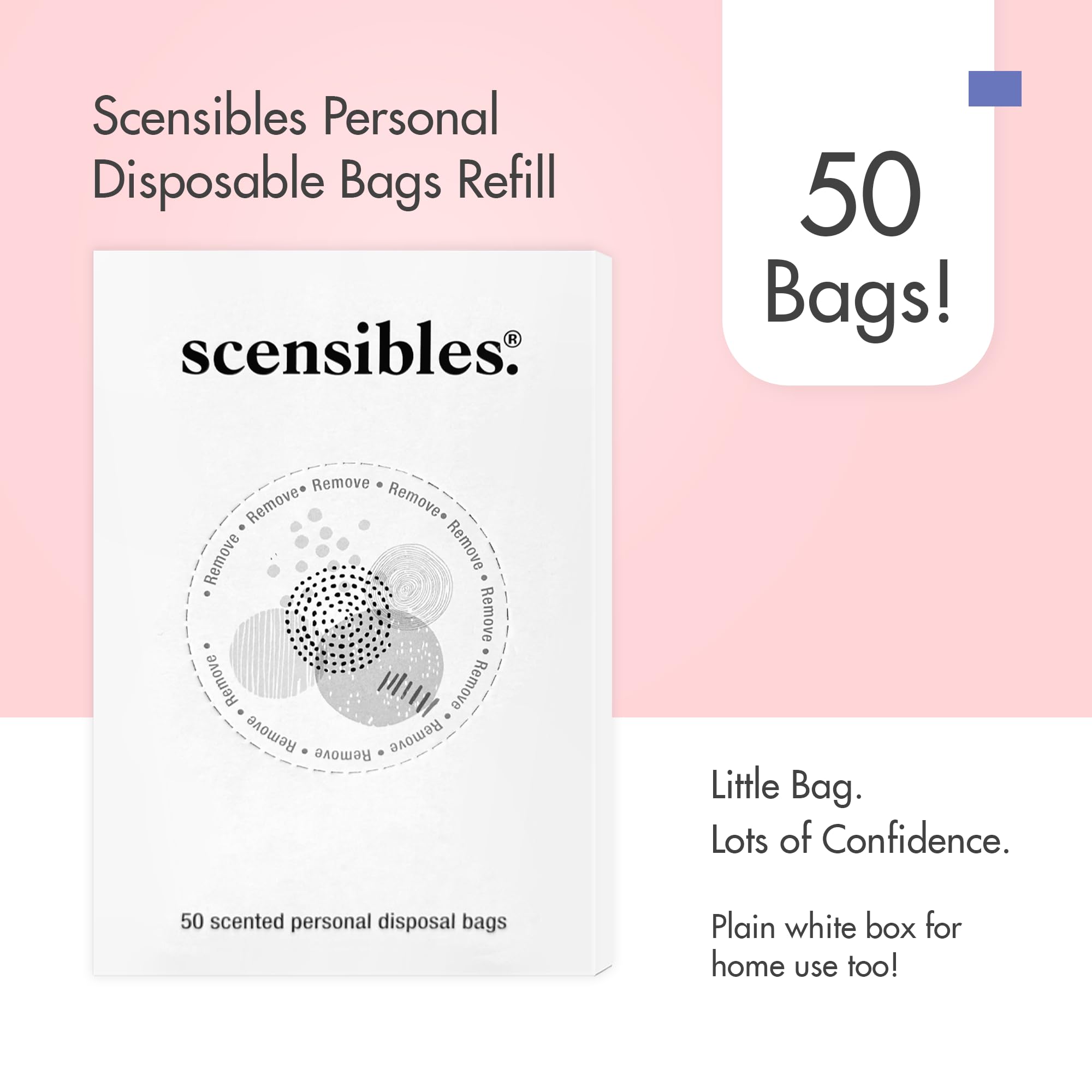 Eco-Friendly Disposal Bags for Menstrual Products - 50 Count Refill Box - Biodegradable Waste Bags for Tampons, Pads & Panty Liners | Perfect for Travel, Home & Public Restroom Hygiene