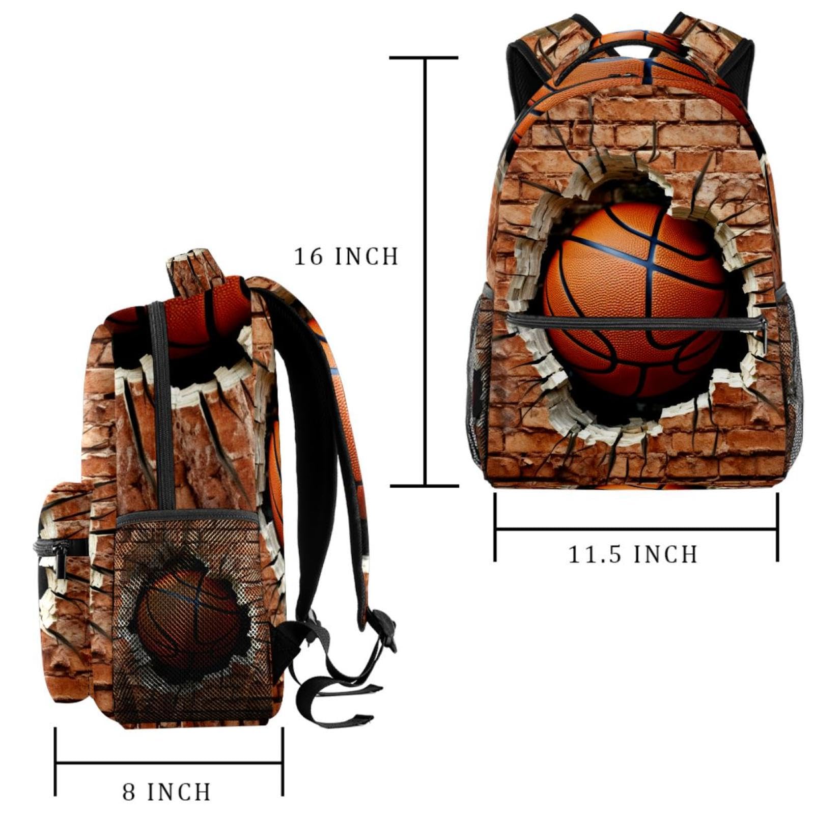 Premium Travel & Work Backpack - Durable Ball Basketball Wall Texture Design - Perfect for Commuting, Gym, Outdoor Adventures & Business Trips