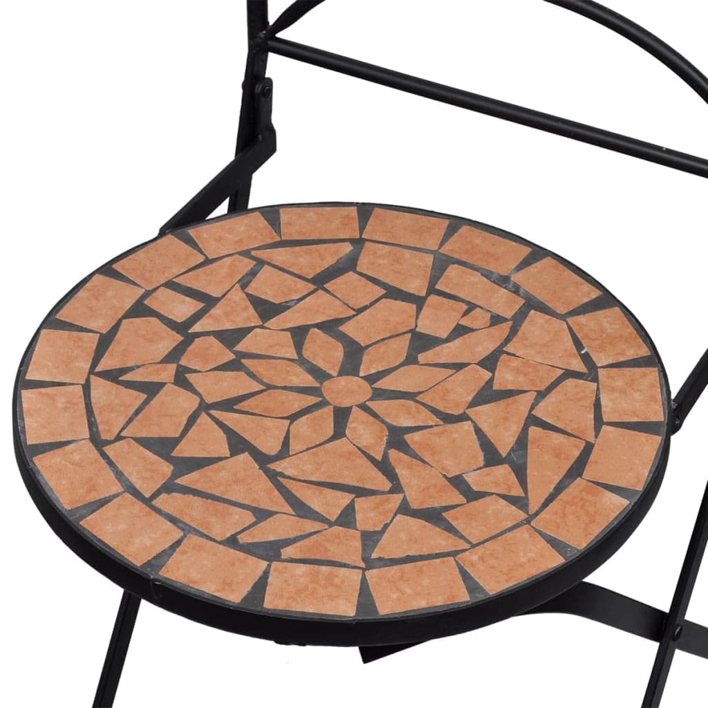 Modern Outdoor Bistro Chairs Set of 2 - Folding Patio Lounge Chairs for Deck, Porch, Garden, Lawn & Home - Ceramic Terracotta Design - Perfect for Backyard Relaxation, Poolside Lounging & Outdoor Dining