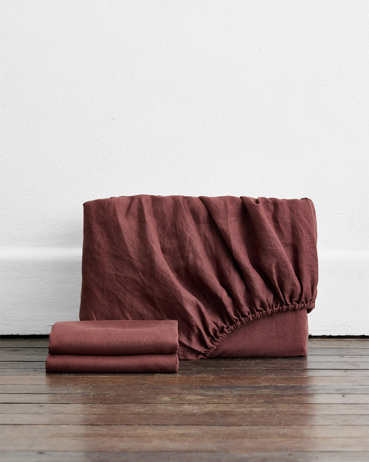 100% French Flax Linen Fitted Sheet Set - Organic Cacao Brown - Premium Bedding for Eco-Friendly Home & Luxury Hotels