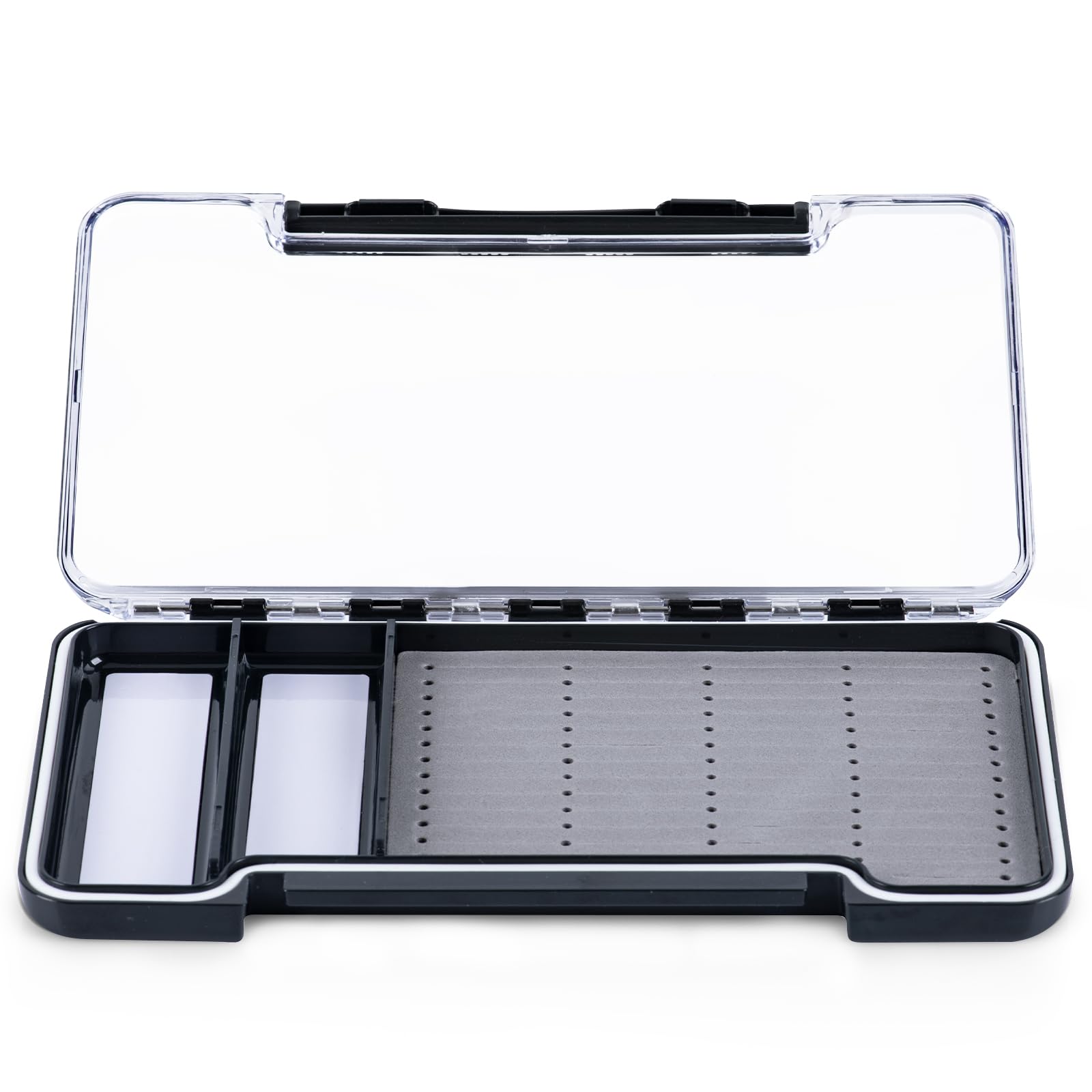Waterproof Fly Fishing Tackle Box with Magnetic Compartments - Large 7.4x4.1x0.7 Inch Jig Storage Box for Fly Fishing, Easy Grip Foam Design (Type B) - Perfect for Stream, River & Saltwater Fishing Gear Organization