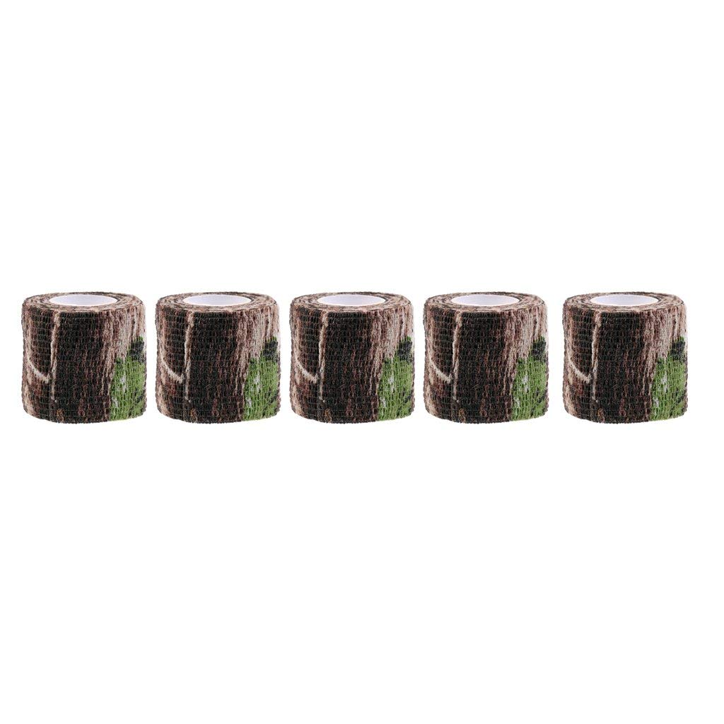 5-Pack Camouflage Tape for Hunting & Paintball - 5cm x 2.2m Stealth Wrap - Outdoor Gear for Tree Stands, Guns, Bows & Equipment - Waterproof Camo Tape for Tactical Use & Wildlife Photography
