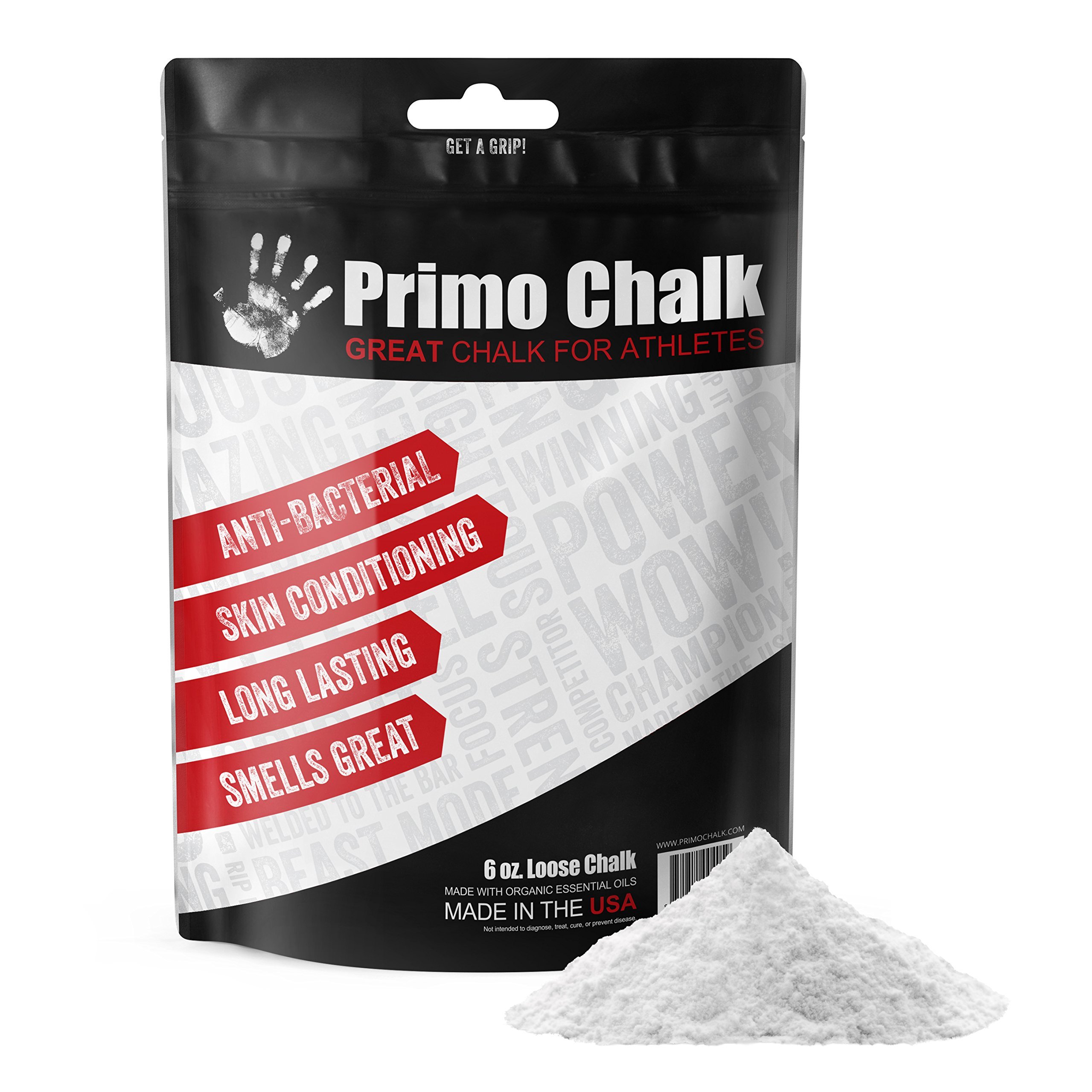 Primo Gym Chalk for Climbing & Weightlifting - Premium Magnesium Carbonate Powder for Better Grip | Sweat-Absorbing, Non-Slip Hand Chalk | Ideal for Rock Climbing, CrossFit, Powerlifting & Gym Workouts