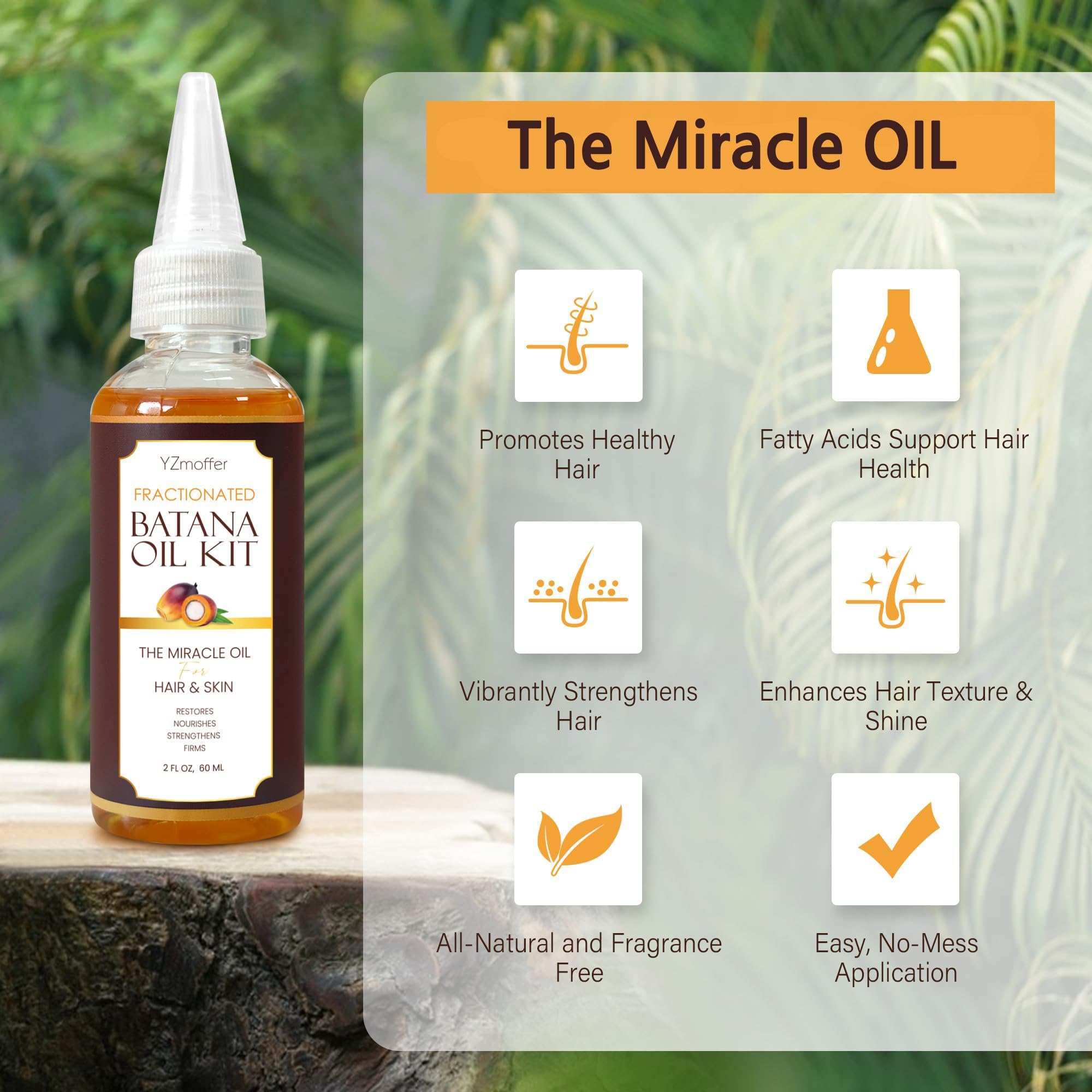 Organic Batana Oil for Hair Growth & Thickening - Natural Hair Oil with Vitamins for Fuller, Healthier Hair - Perfect for Dry, Damaged Hair & Scalp Care