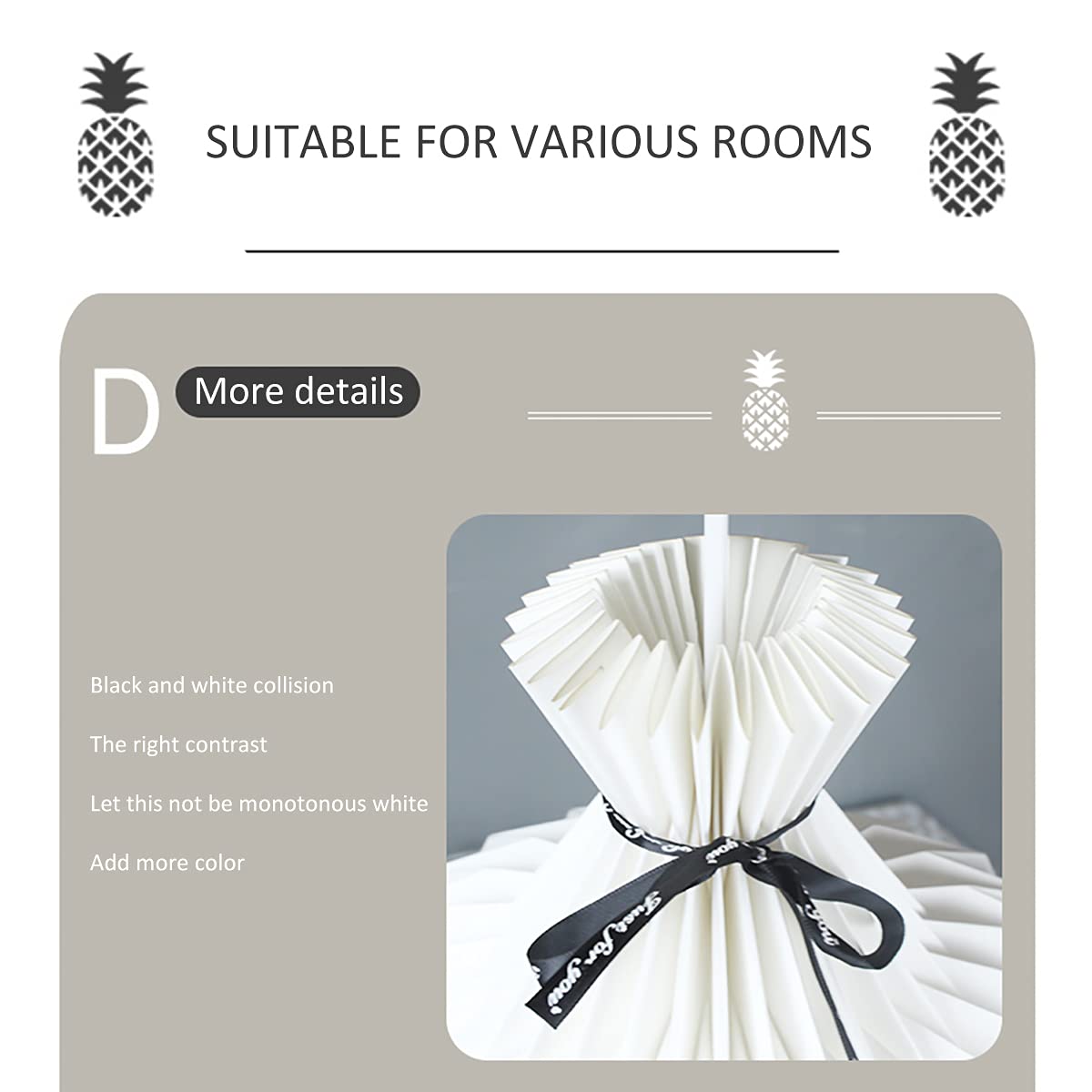 Elegant White Adjustable Height Pendant Light Shade - Paper Chandelier Lampshade for Ceiling Hanging Lighting | Perfect for Living Room, Dining Room & Bedroom Decor | Modern Home Interior Lighting Solution