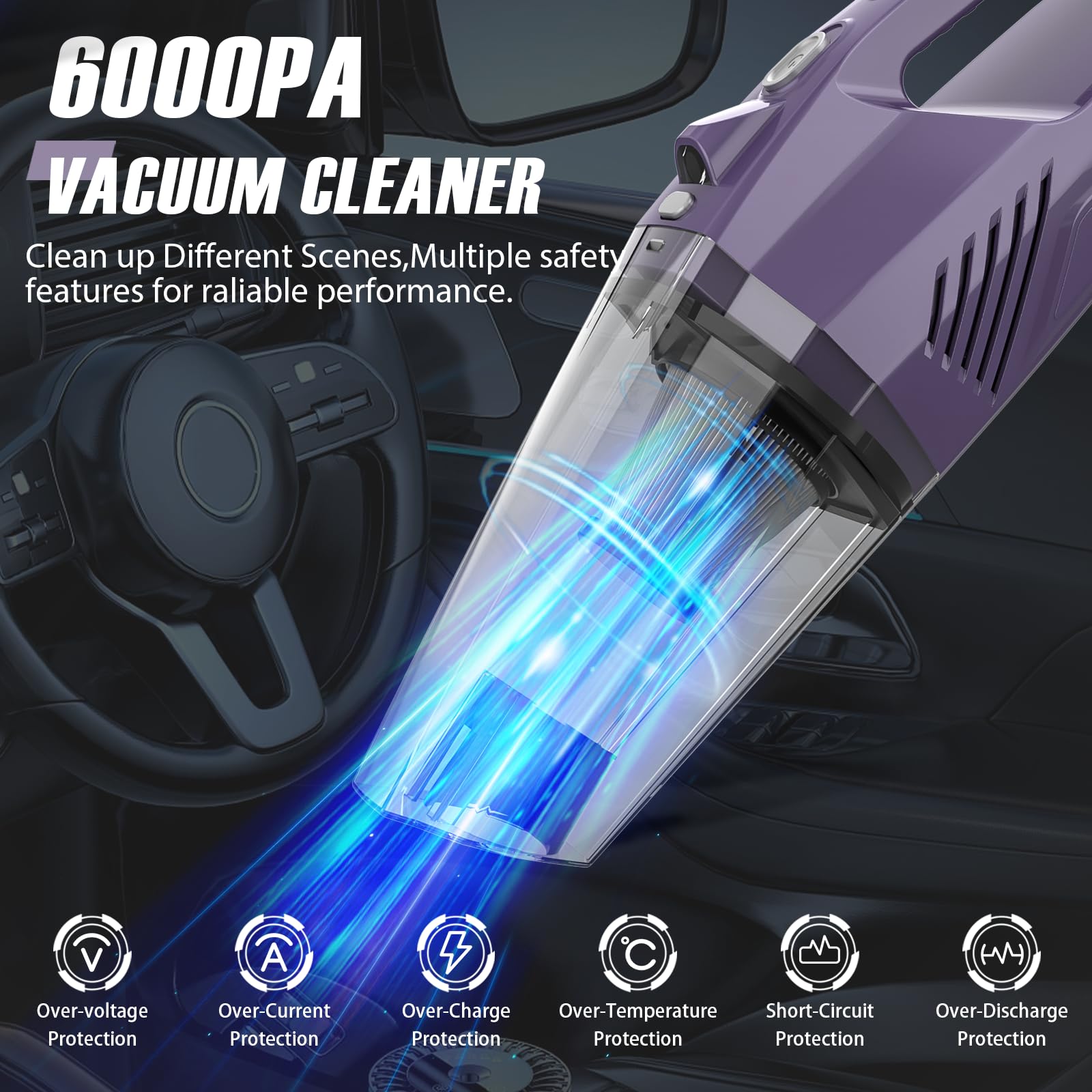 Best Cordless Handheld Vacuum for Car, Home & Office - Rechargeable, Lightweight & Portable with Multi-Accessories & LED Light | Perfect for Car Seats, Desks, Sofas & Pet Hair Cleaning