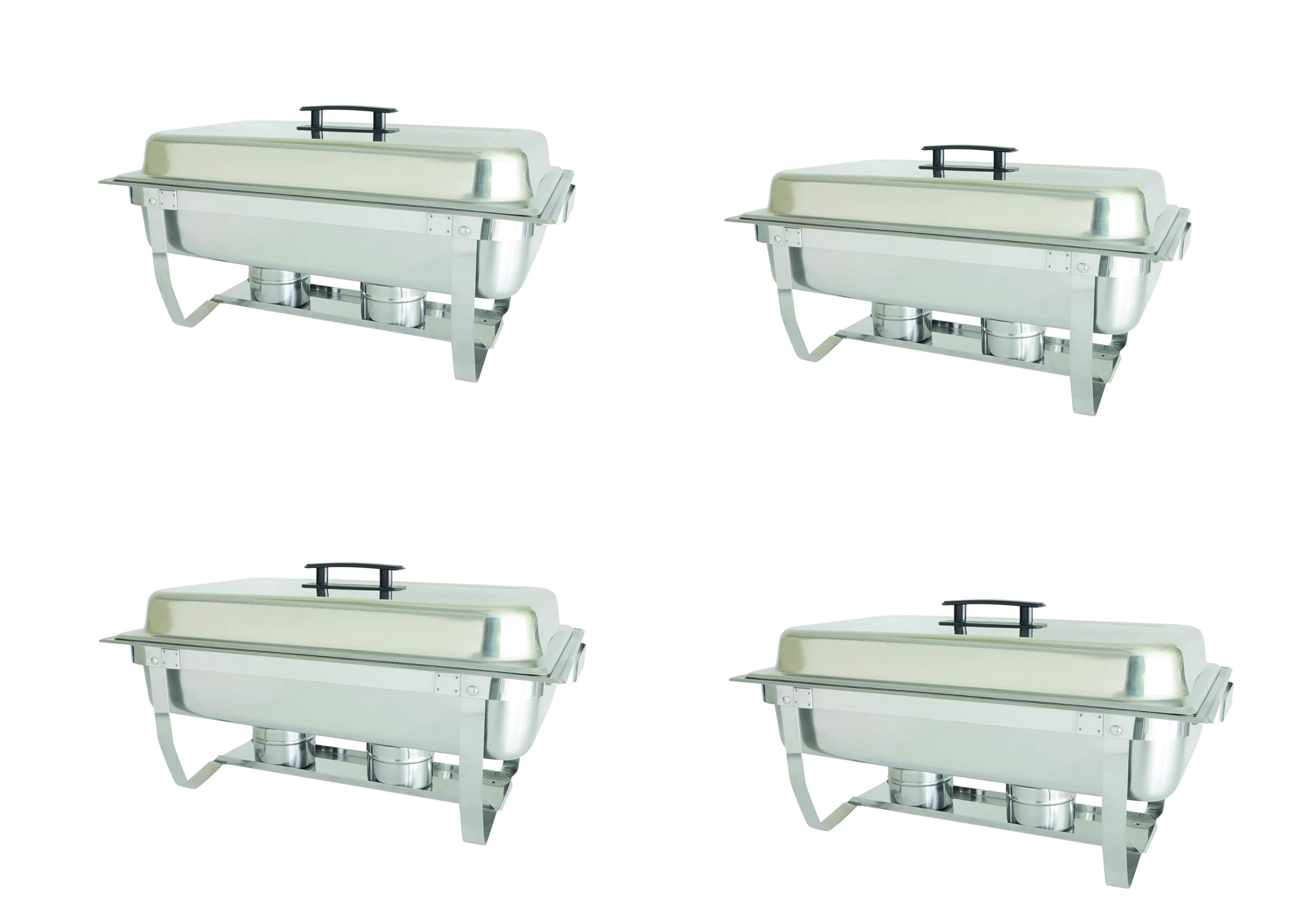 Premium 4-Pack Stainless Steel Chafer Dishes - 8 Qt Capacity (Complete Chafer System) - Ideal for Catering, Buffets, Parties & Events