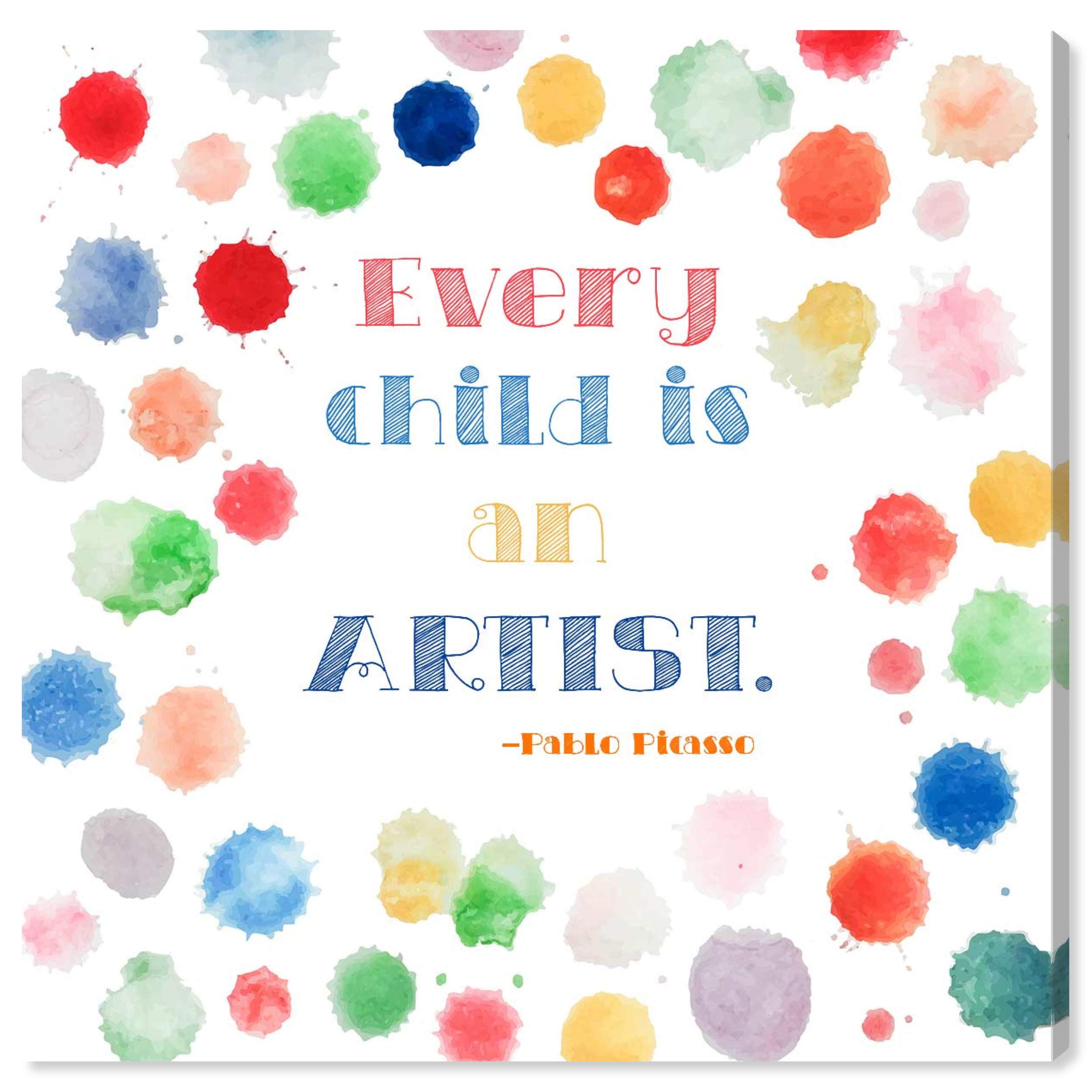 Oliver Gal Artist Co. 'Every Child is an Artist' Wall Art Canvas Print - Inspirational Typography Quote for Kids Room & Nursery Decor - 24x24 Inch White & Red Modern Children's Bedroom Artwork - Perfect for Playrooms, Daycares & Creative Learning Spaces