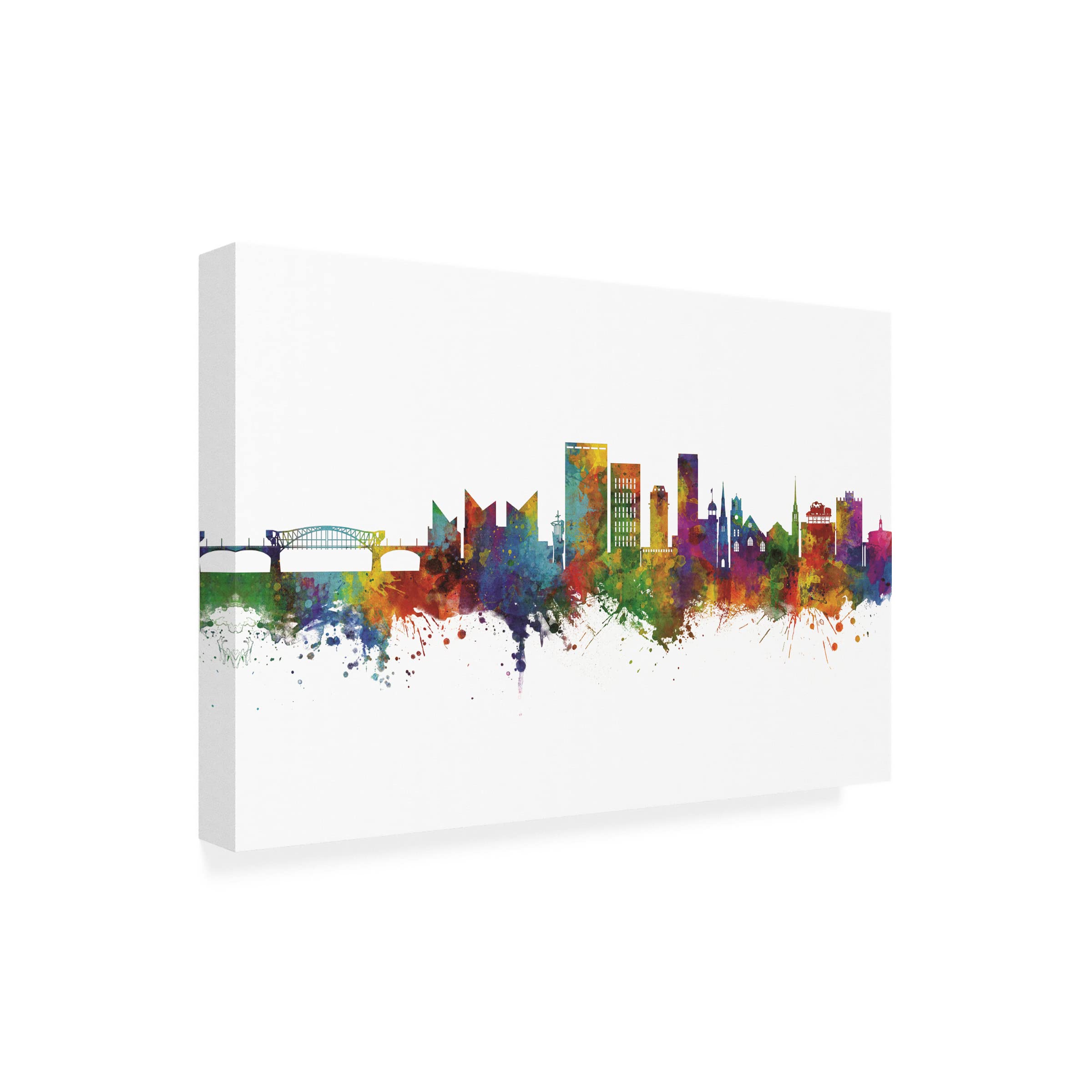 Michael Tompsett 'Chattanooga Tennessee Skyline' Canvas Wall Art Print - Modern Cityscape Painting for Living Room, Office & Home Decor